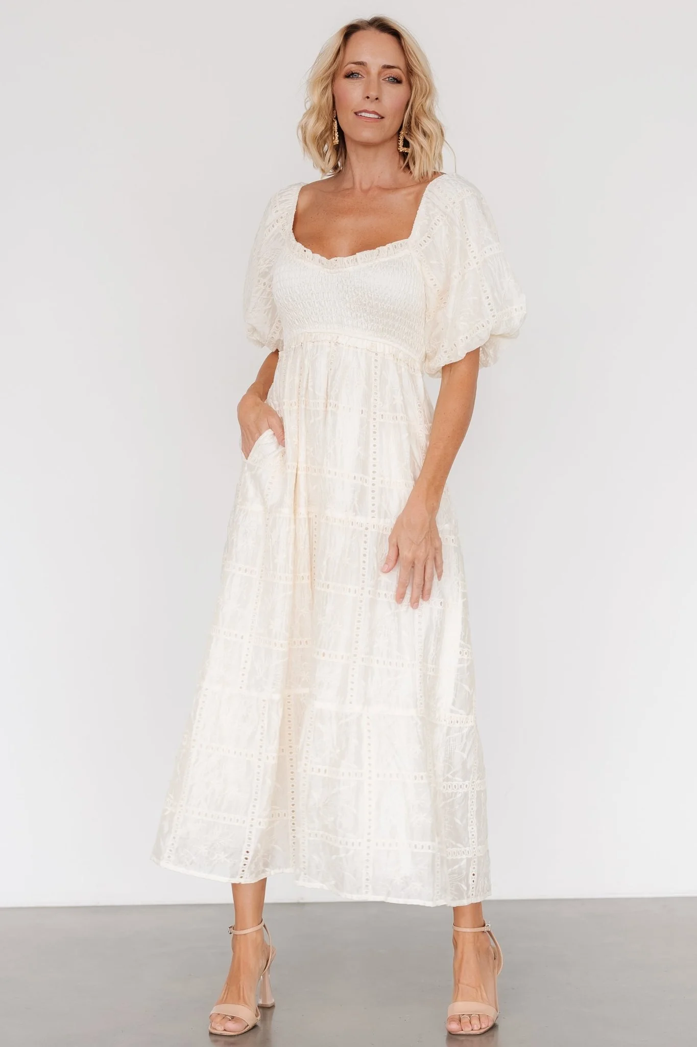 Colin Eyelet Dress | Cream