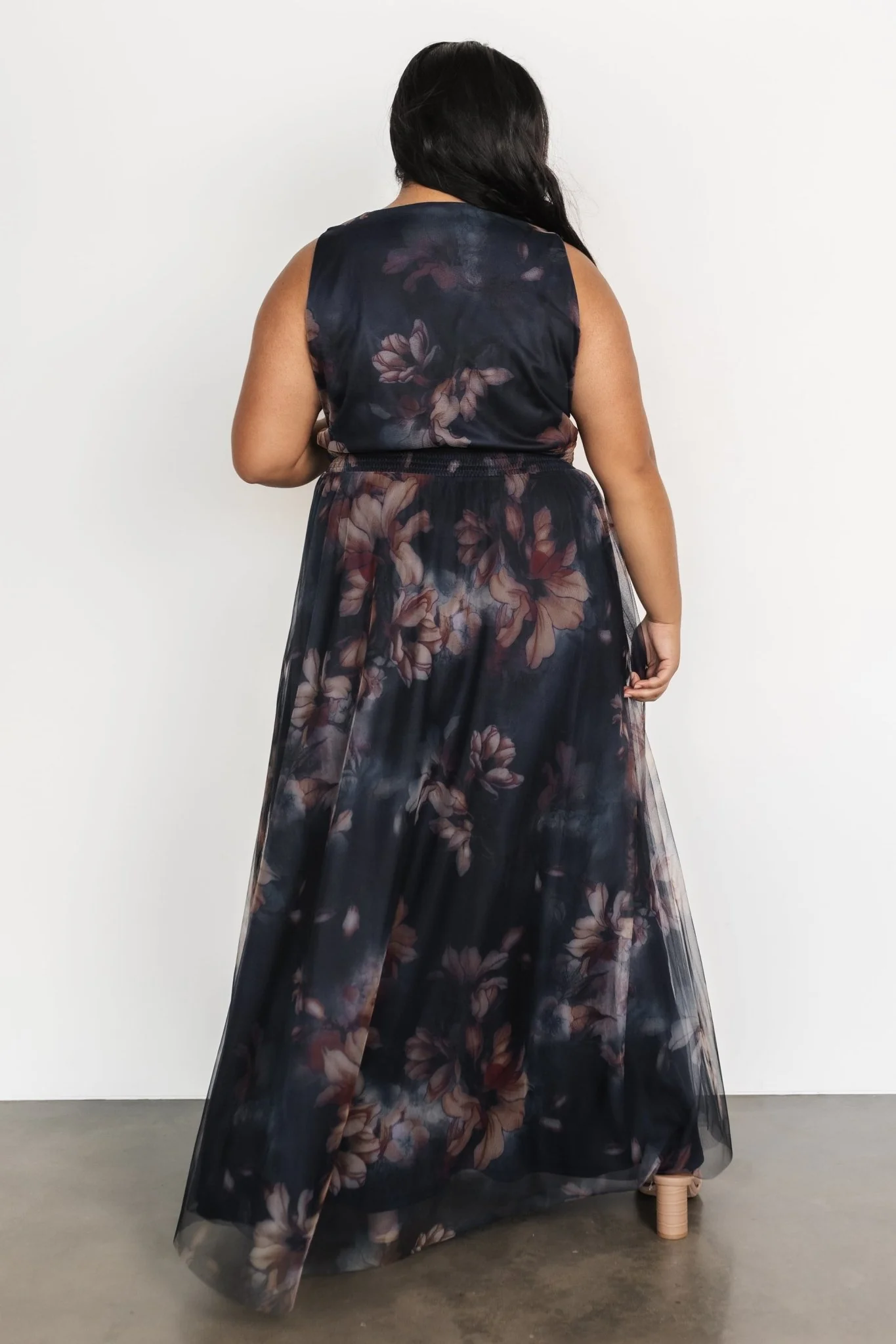 Kamila Tulle Maxi Dress | Dark Blue Floral