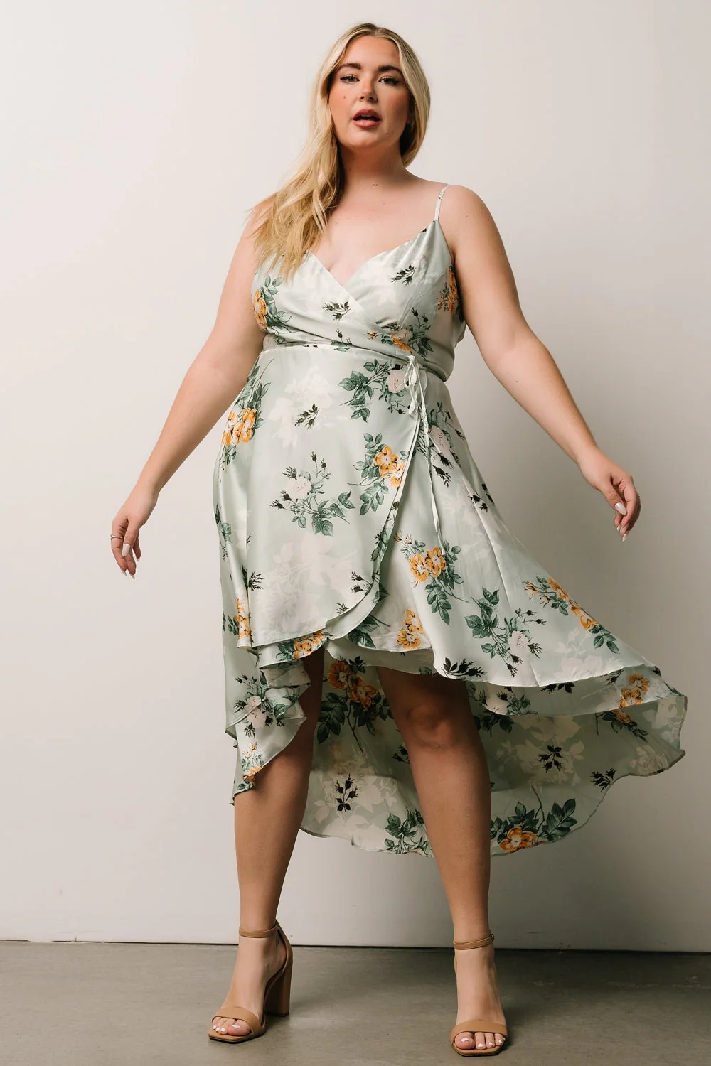 Steffi Tulip Wrap Dress | Light Sage Floral