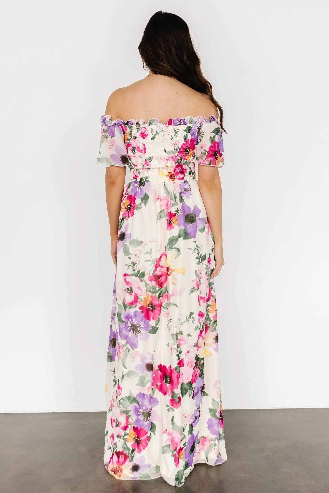 Elina Maxi Dress | Ivory + Pink Multi Floral