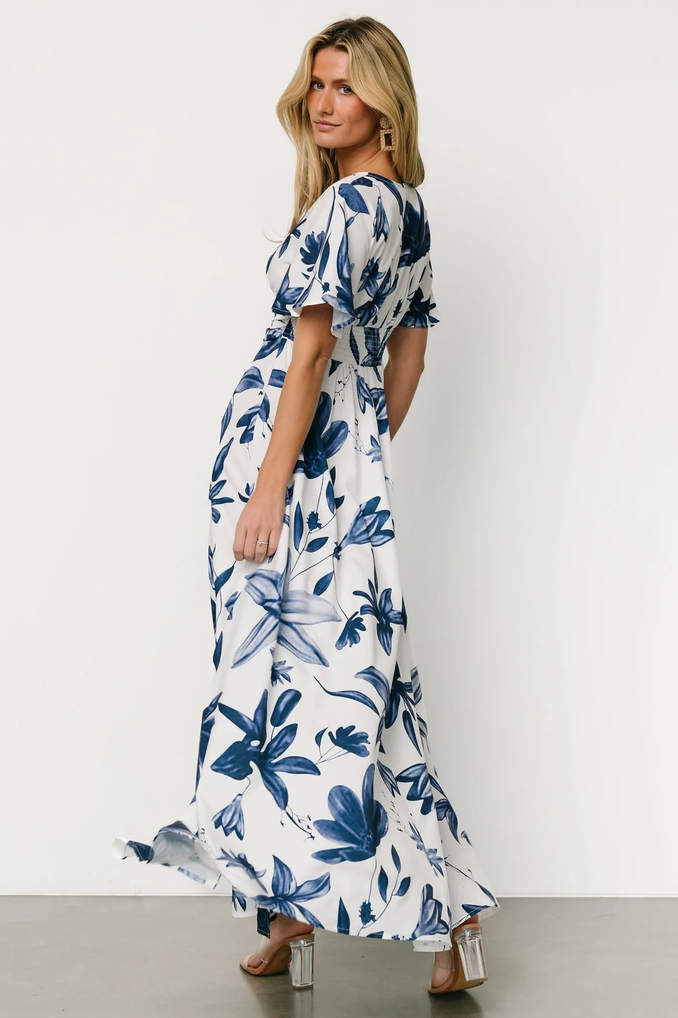 Dina Maxi Dress | White + Blue Floral