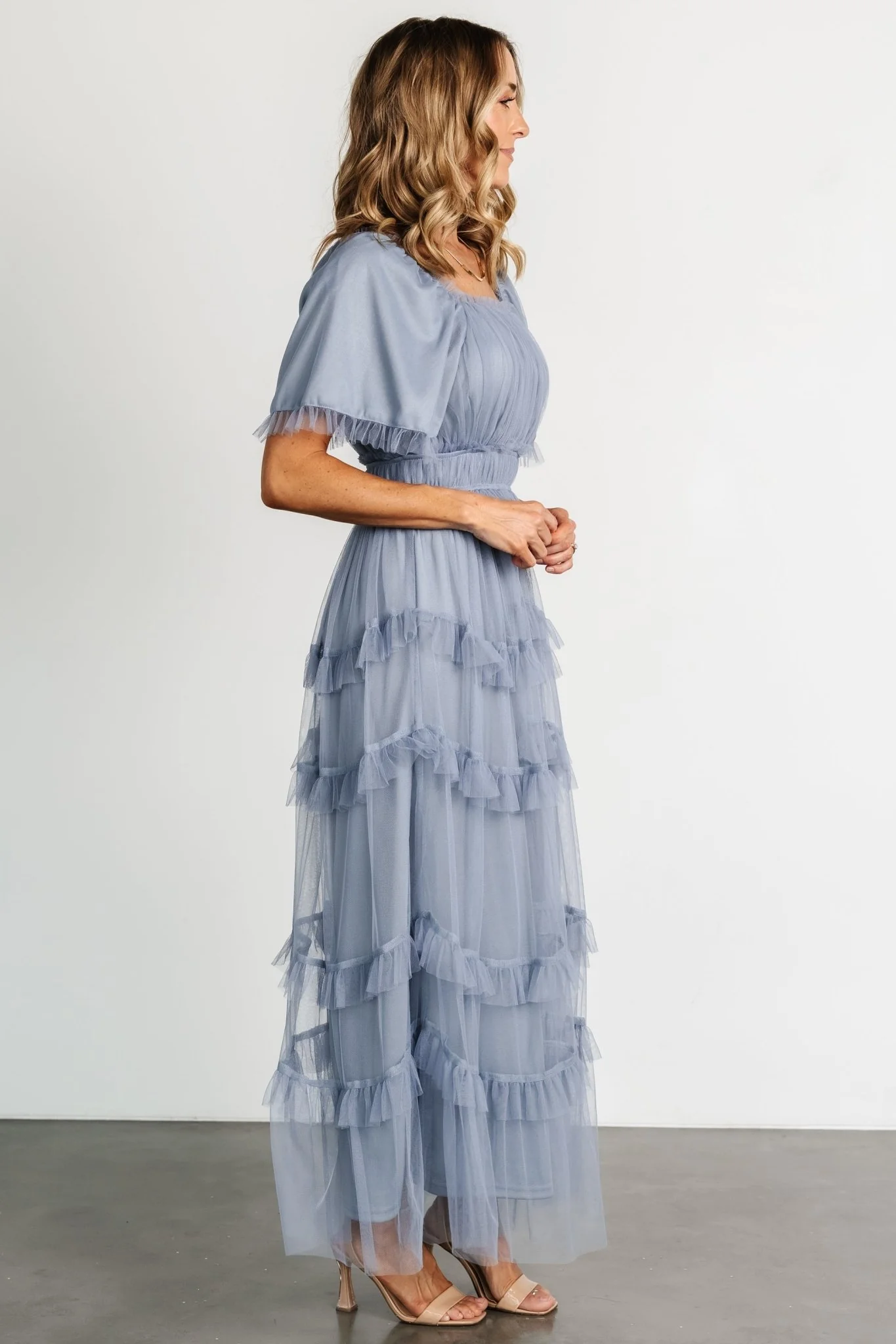 Magdalena Tulle Maxi Dress | Dusty Blue