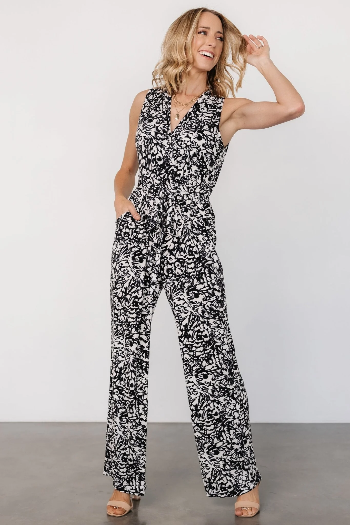 Liesl Jumpsuit | Black + Cream Print