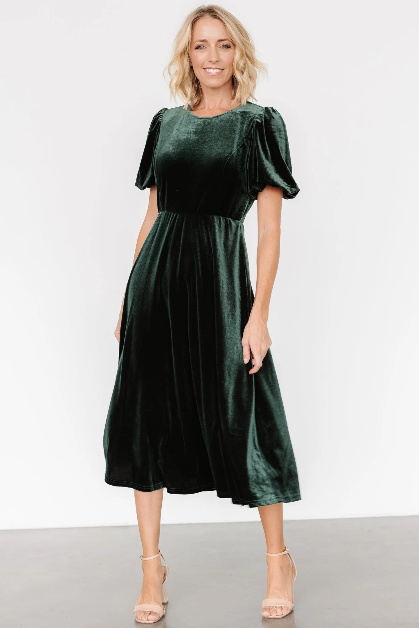 Nita Velvet Midi Dress | Deep Green