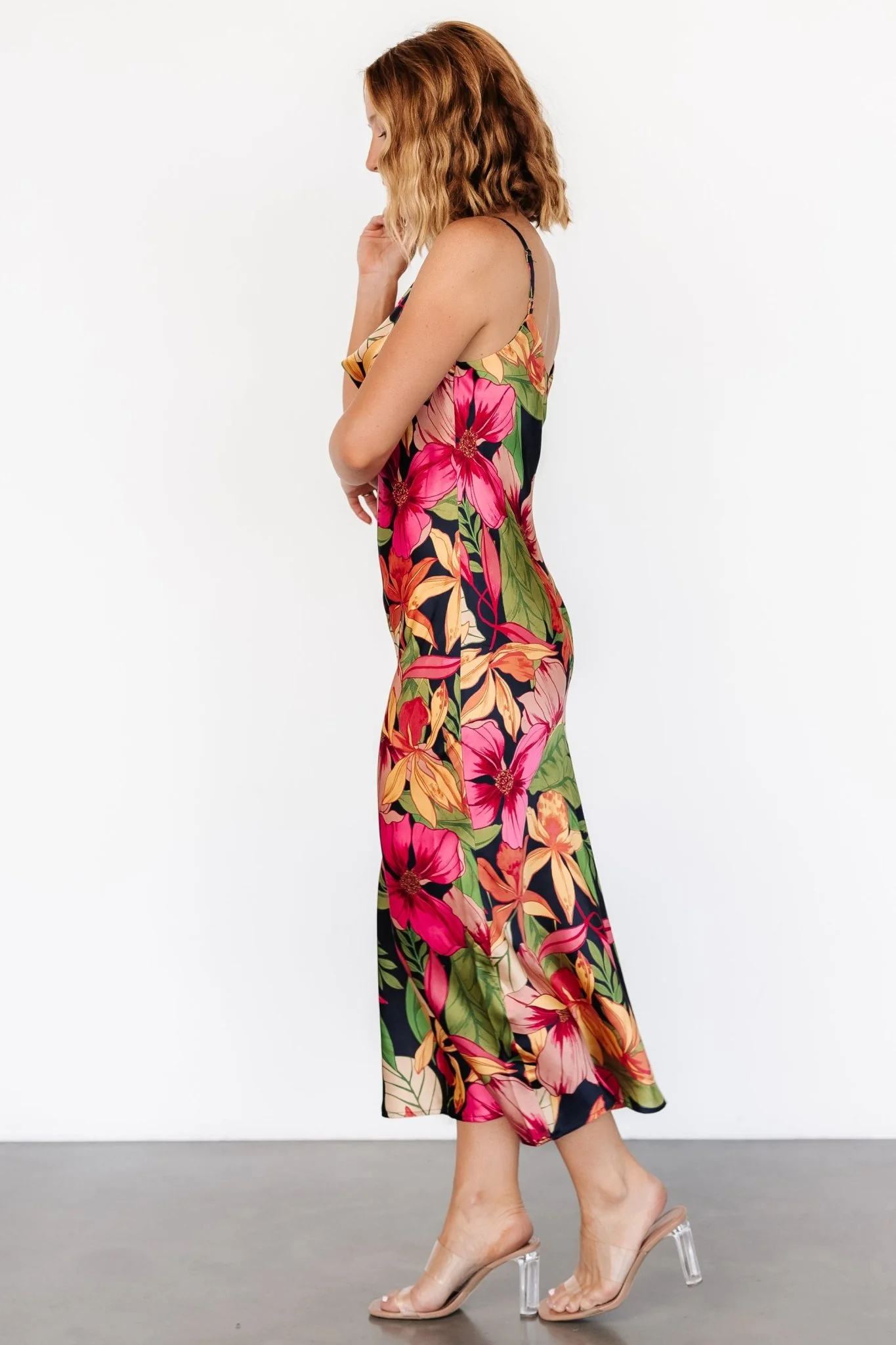 Kala Slip Midi Dress | Black Multi Floral