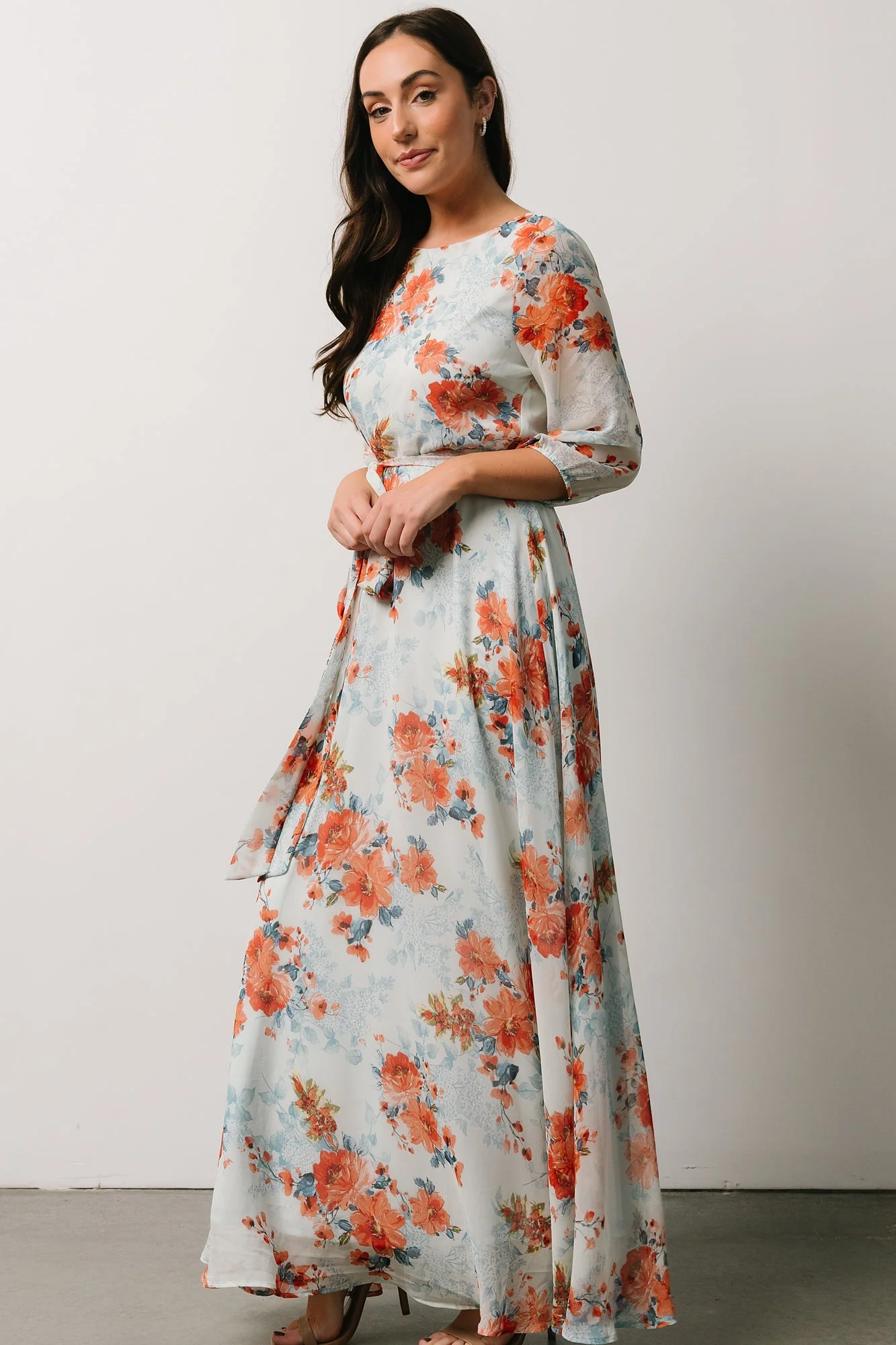 Rebecca Maxi Dress | Blue + Coral Blossom