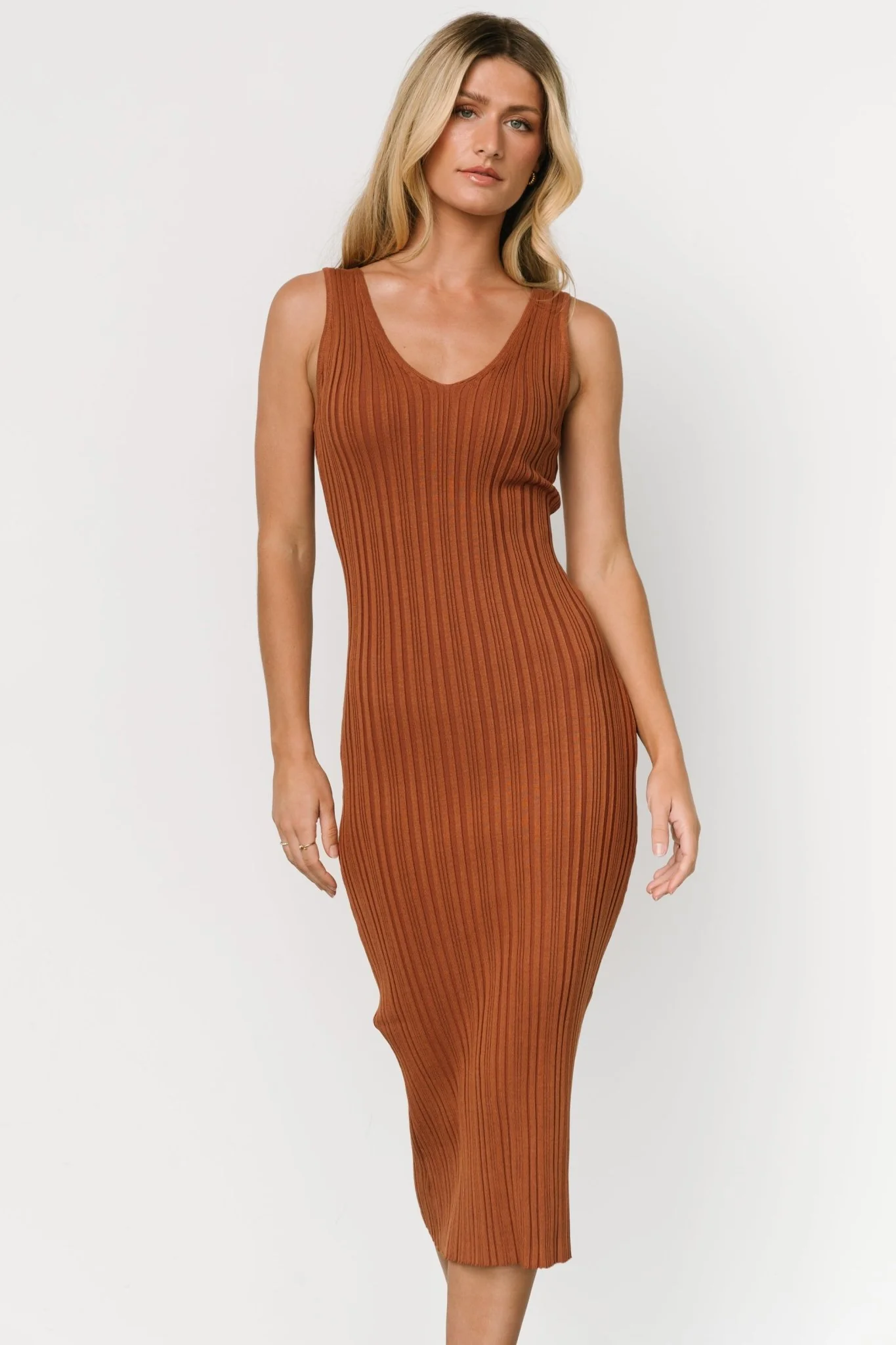 Napa V Neck Tank Dress | Copper