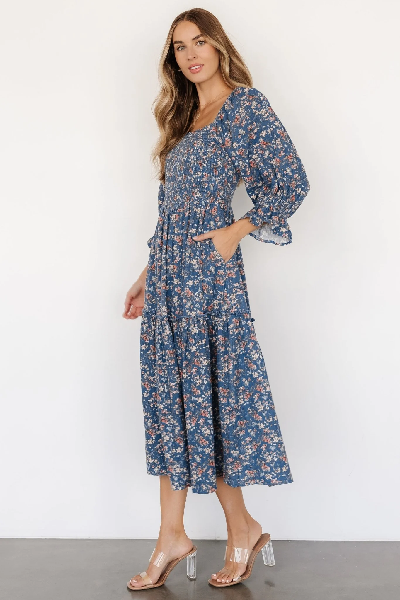 Sedona Smocked Dress | Blue Floral
