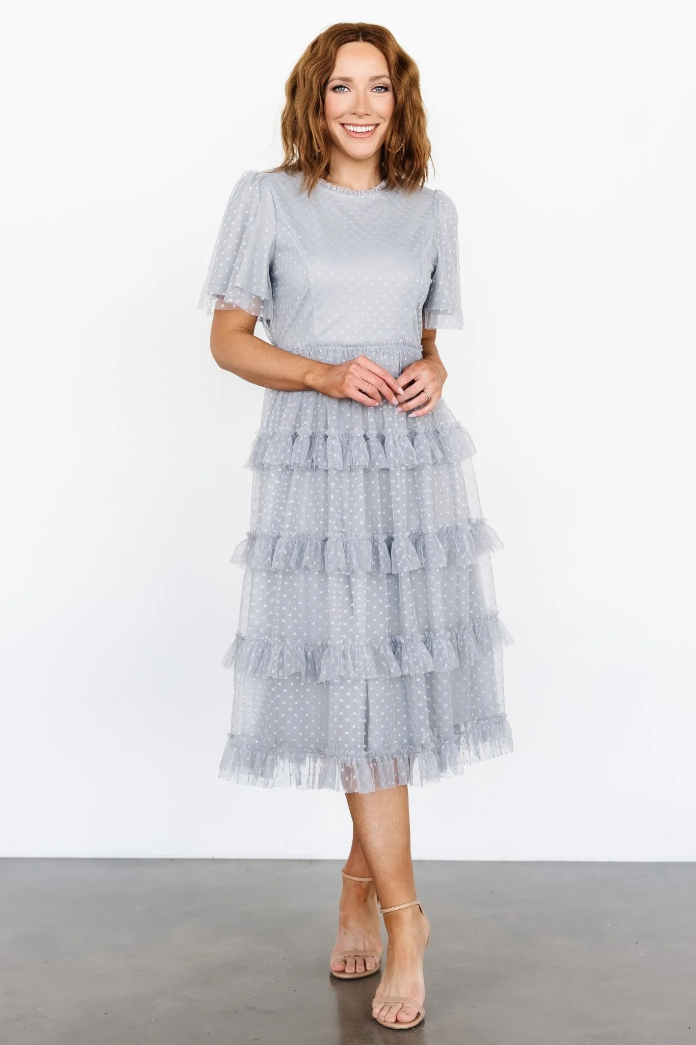 Riley Ruffle Tiered Dress | Light Gray