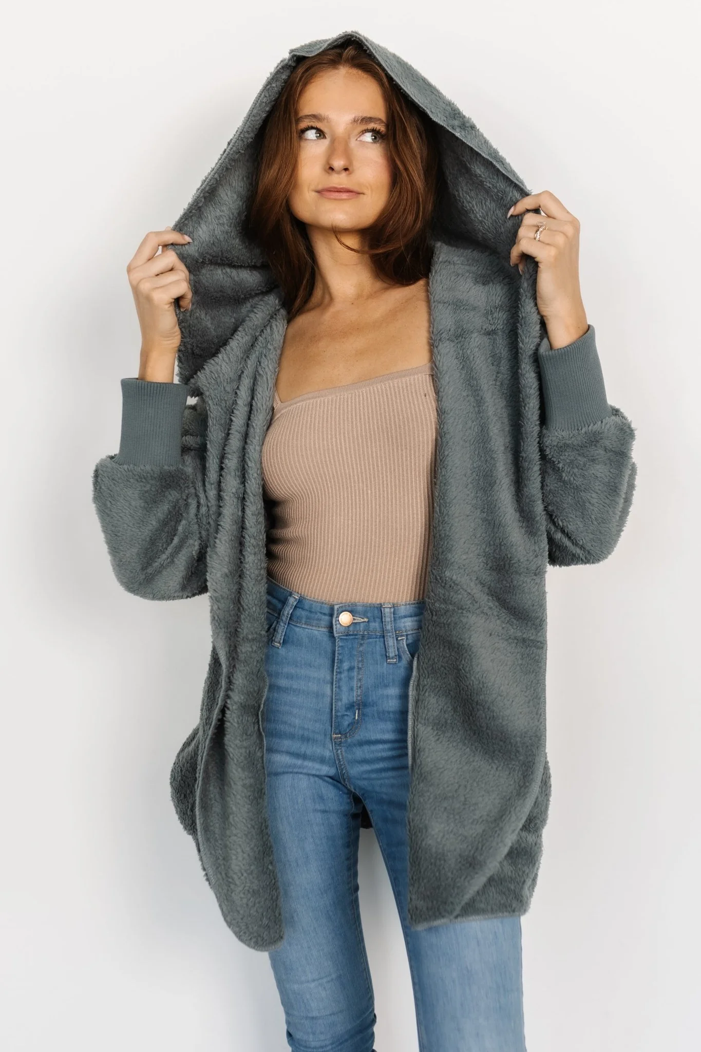 Melrose Teddy Jacket | Dusty Blue