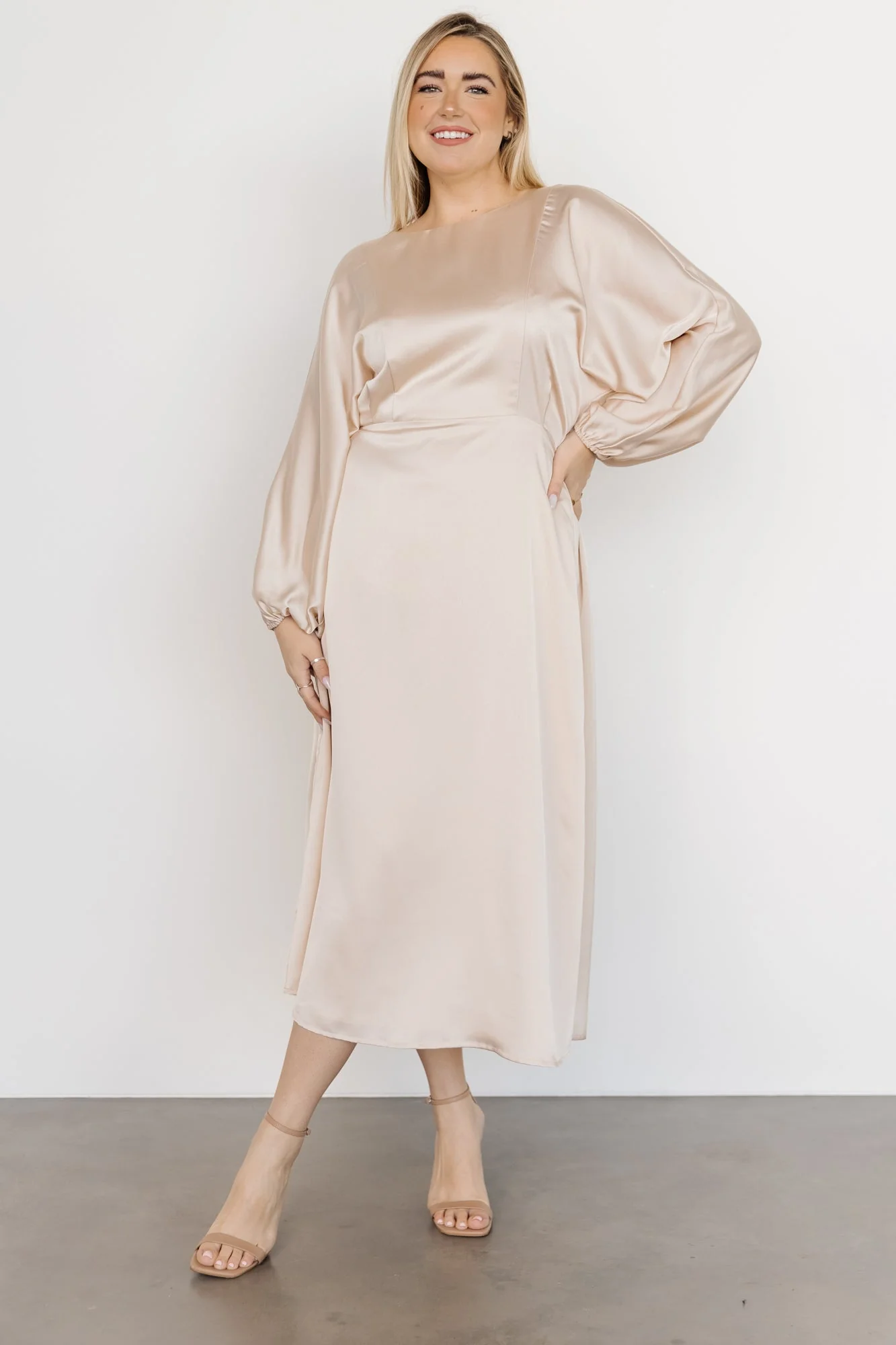 Balta Satin Midi Dress | Champagne