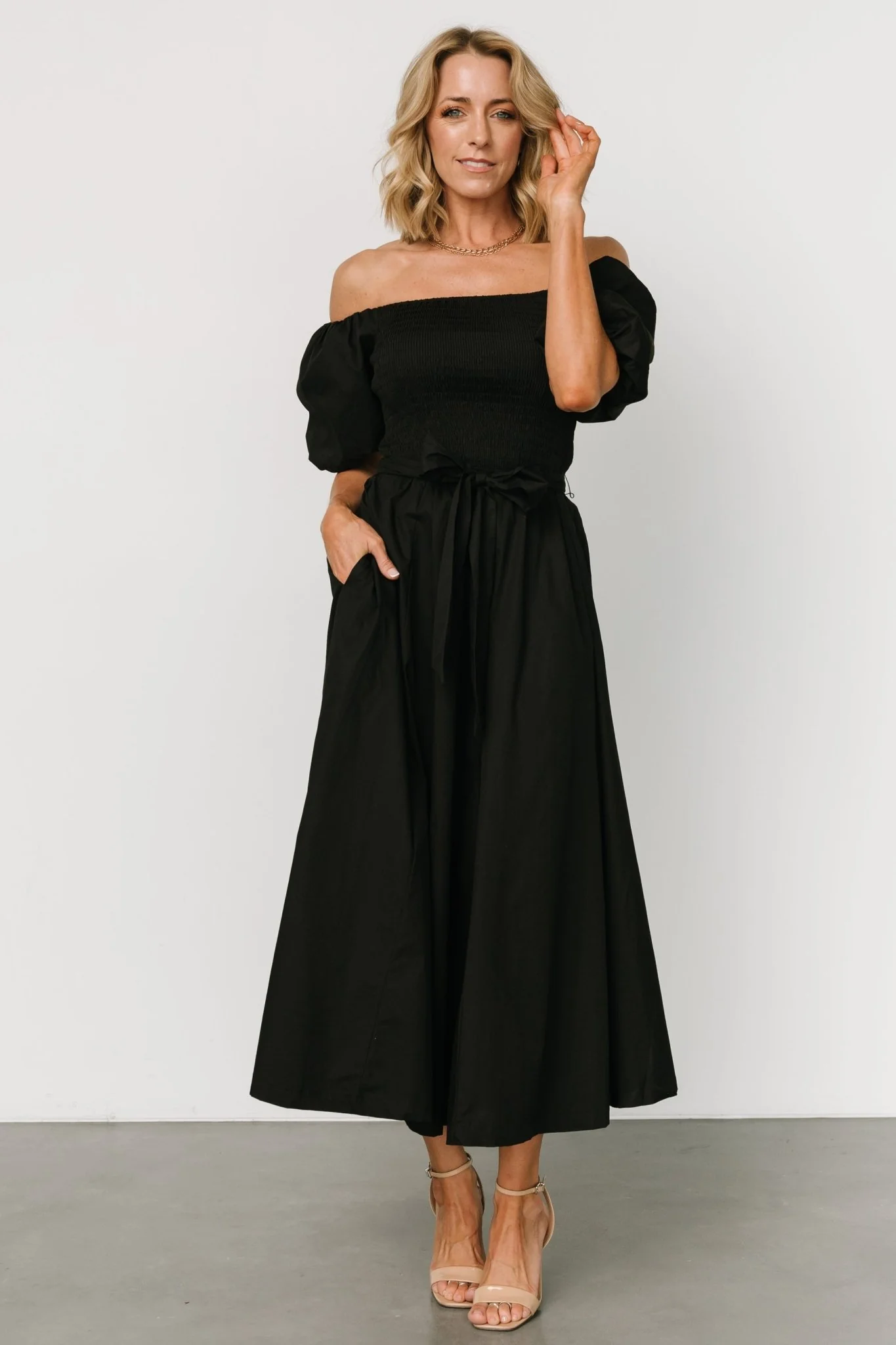 Bardot Midi Dress | Black