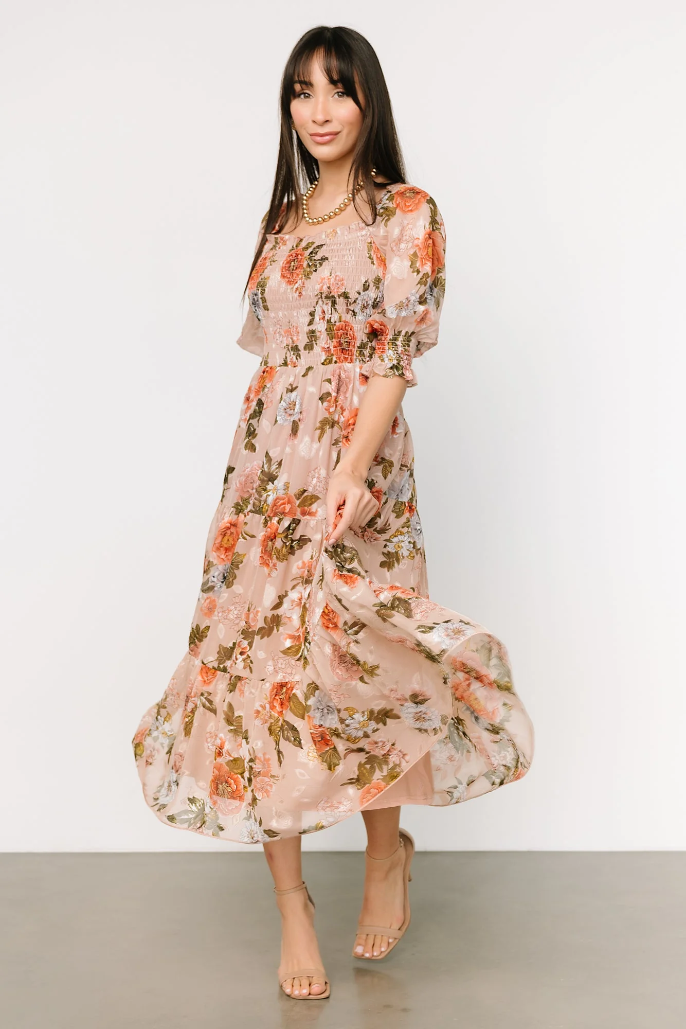 Fabian Jacquard Midi Dress | Dusty Mauve Multi