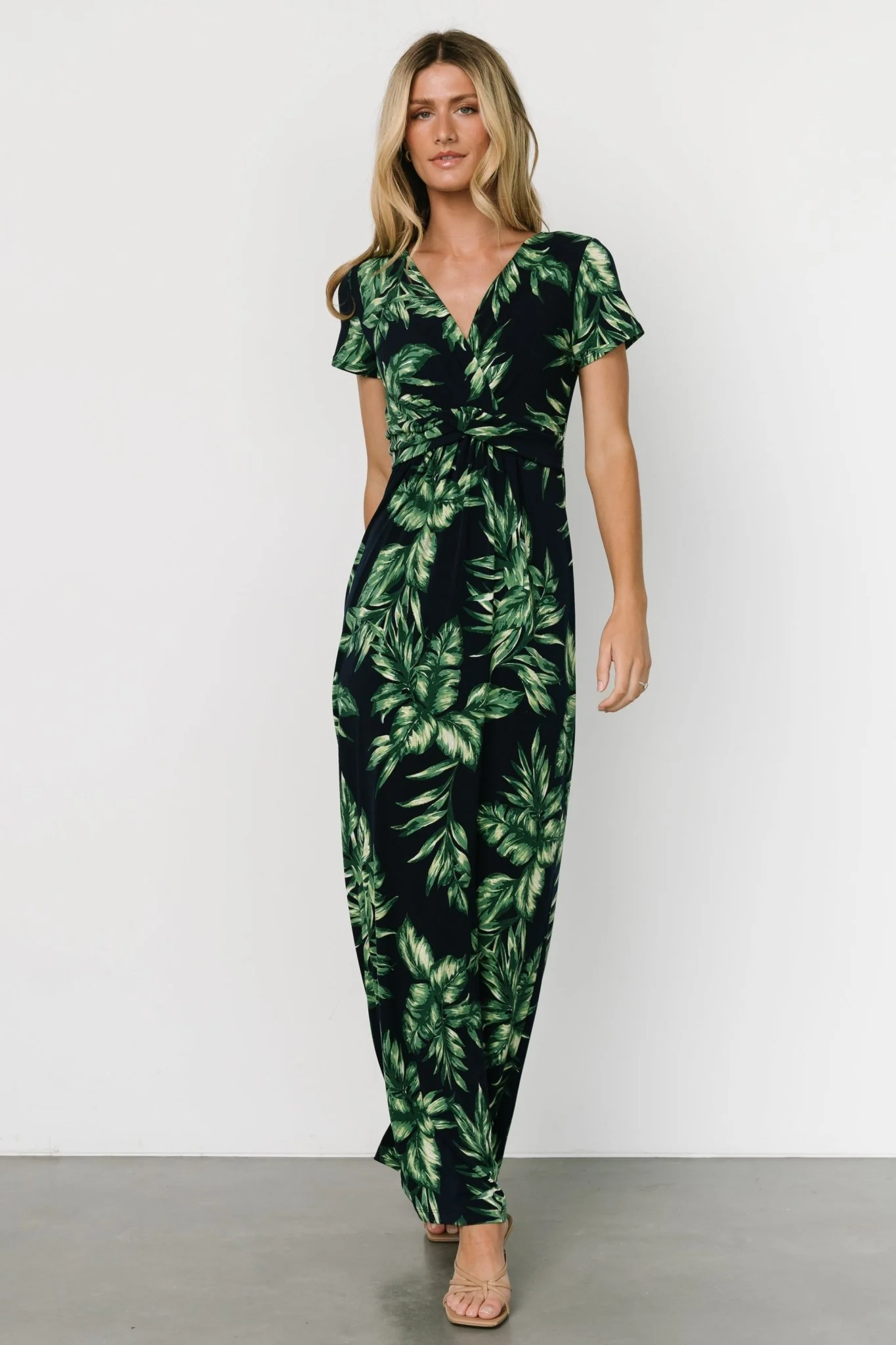 Soleil Maxi Dress | Black Leaf Print
