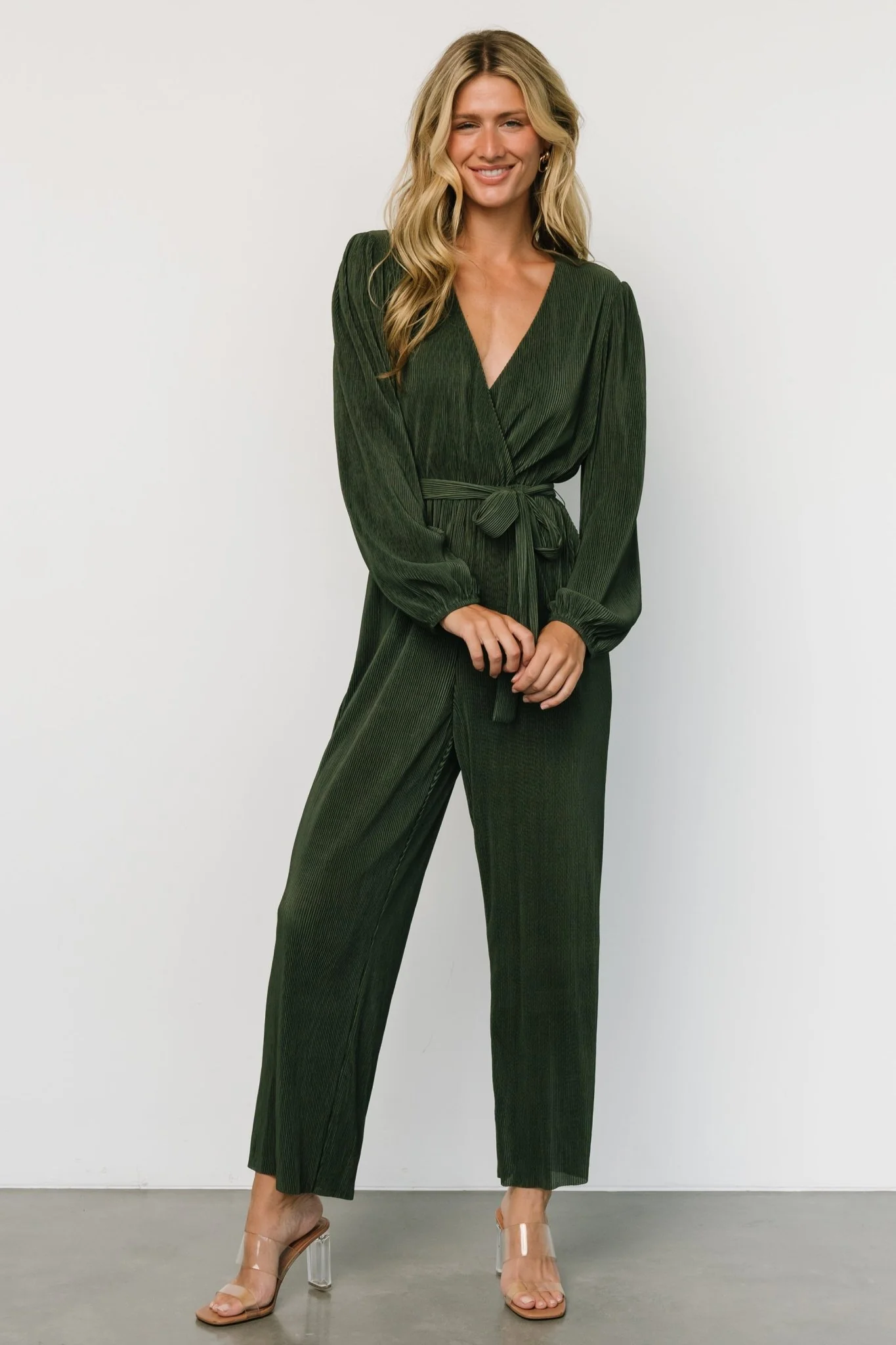 Croft Pleated Jumpsuit | Dark Olive