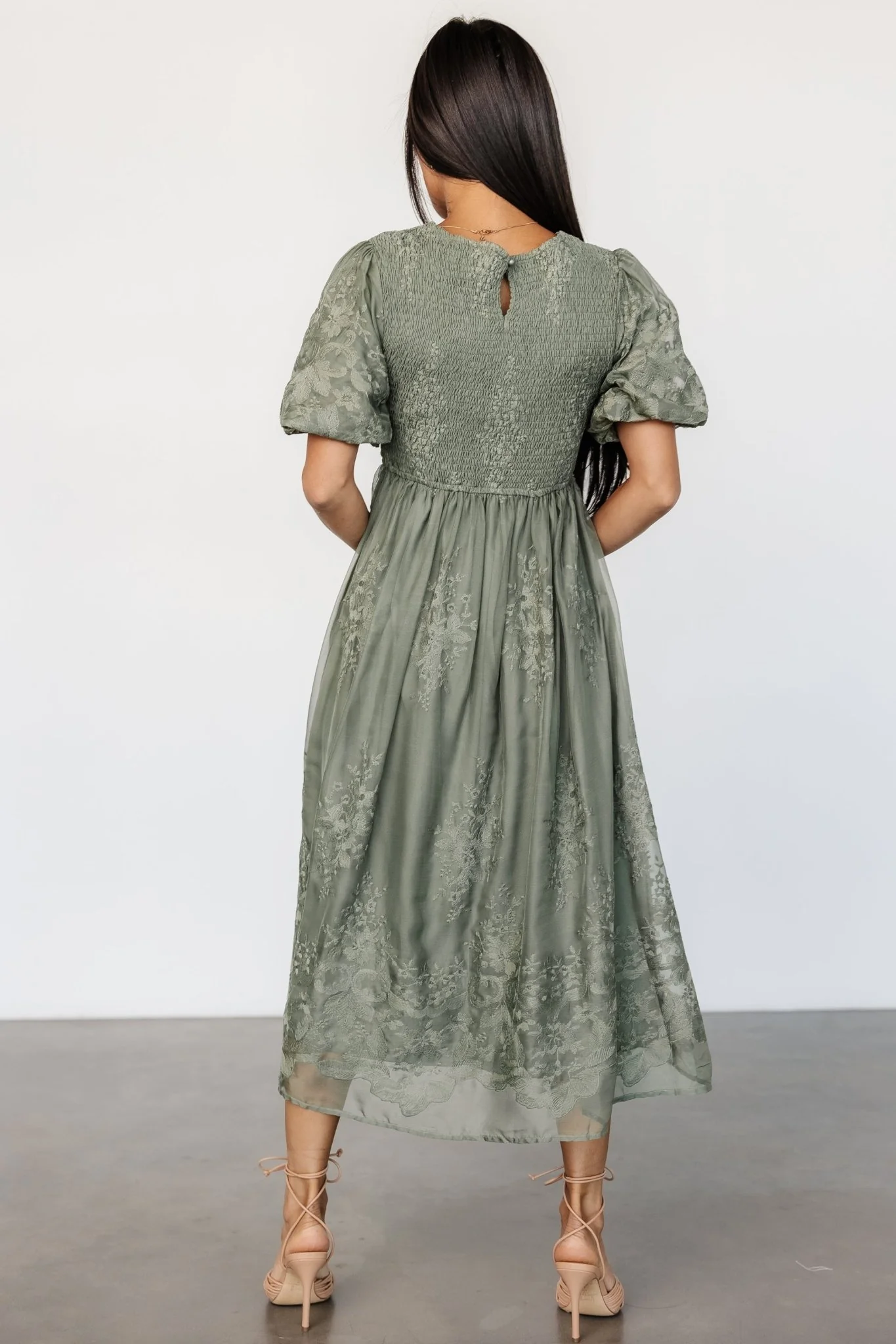 Corrine Embroidered Midi Dress | Deep Sage