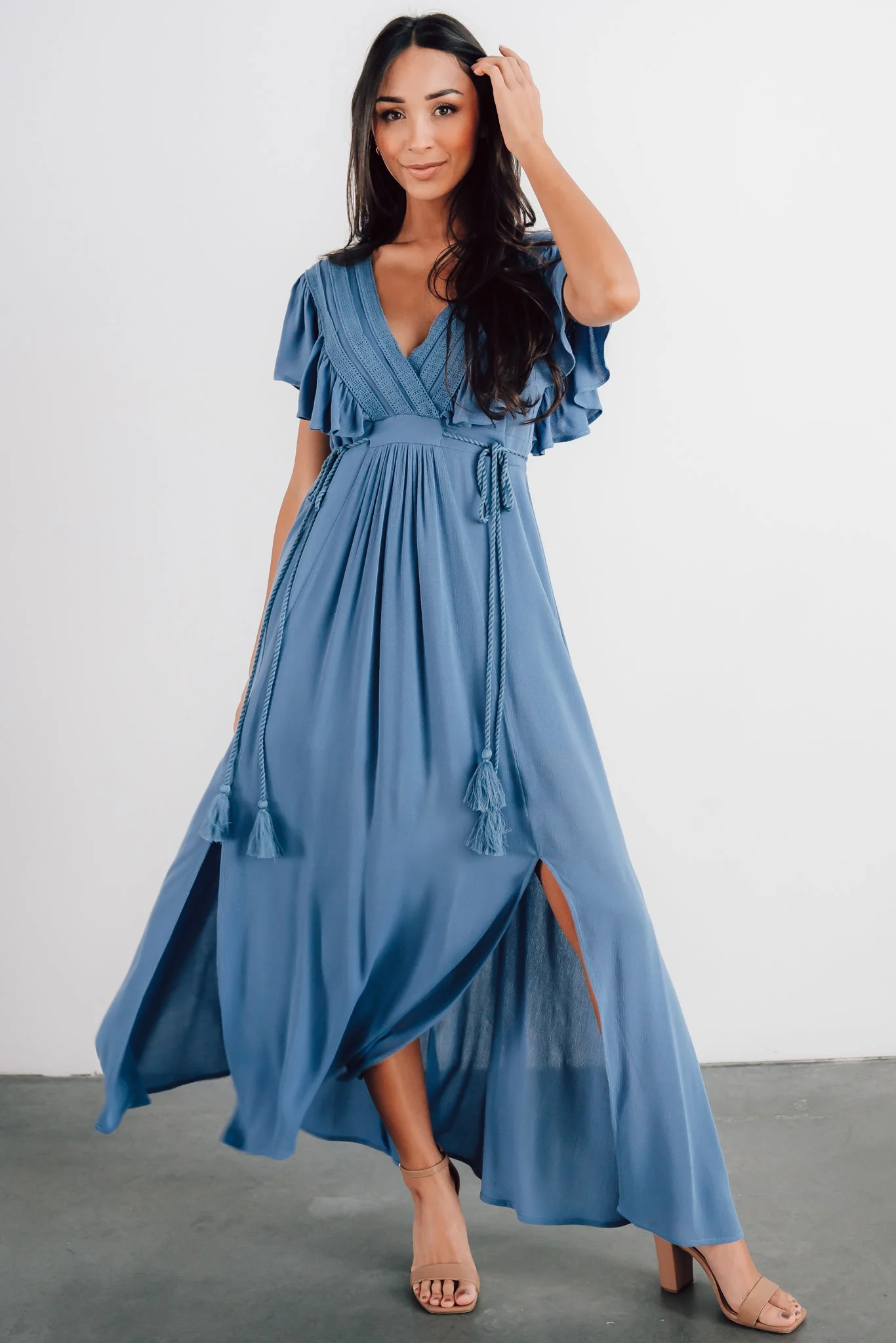Jennifer Deep V Maxi Dress | Blue