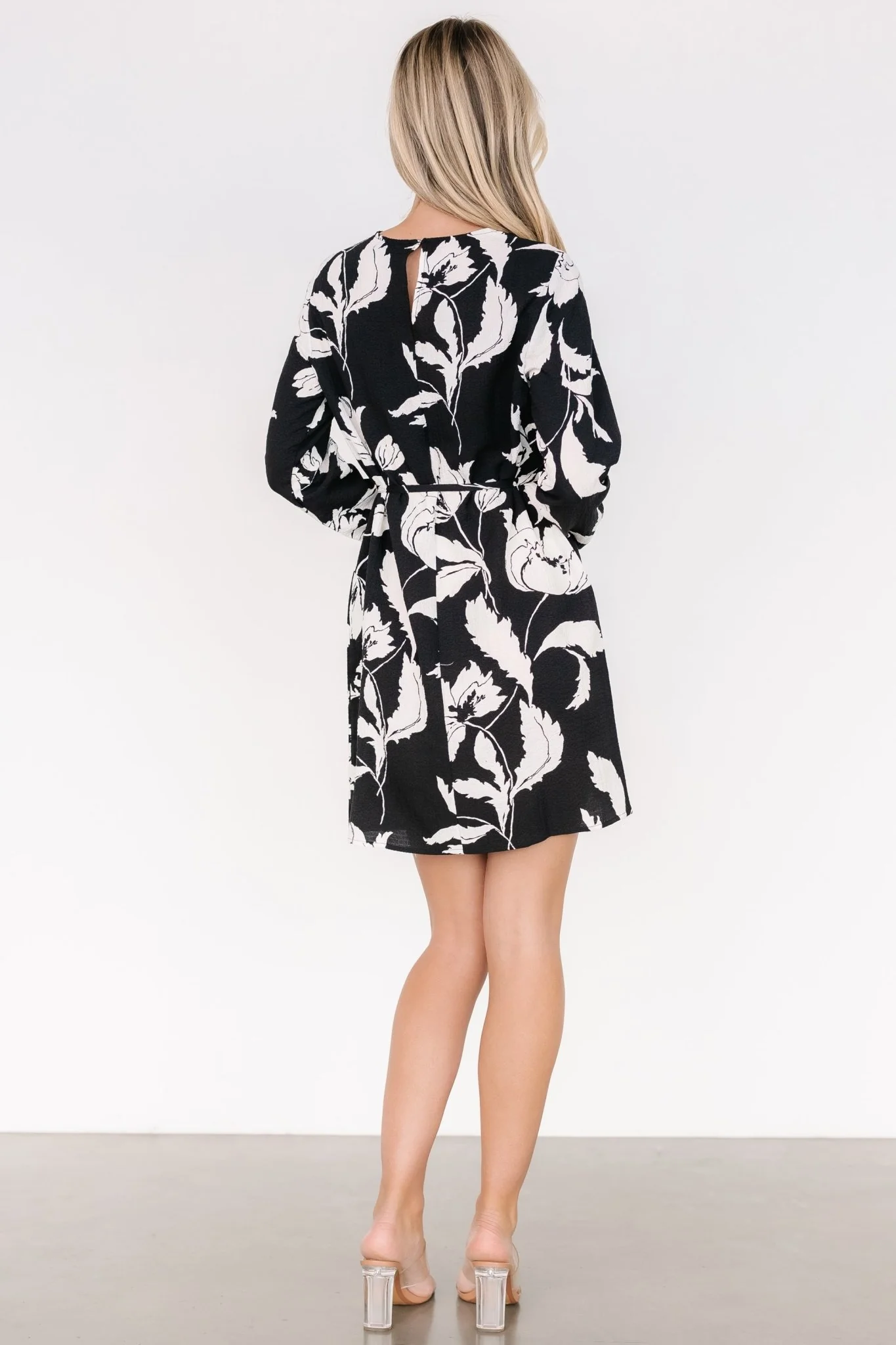 Kyoto Short Dress | Black + White Floral