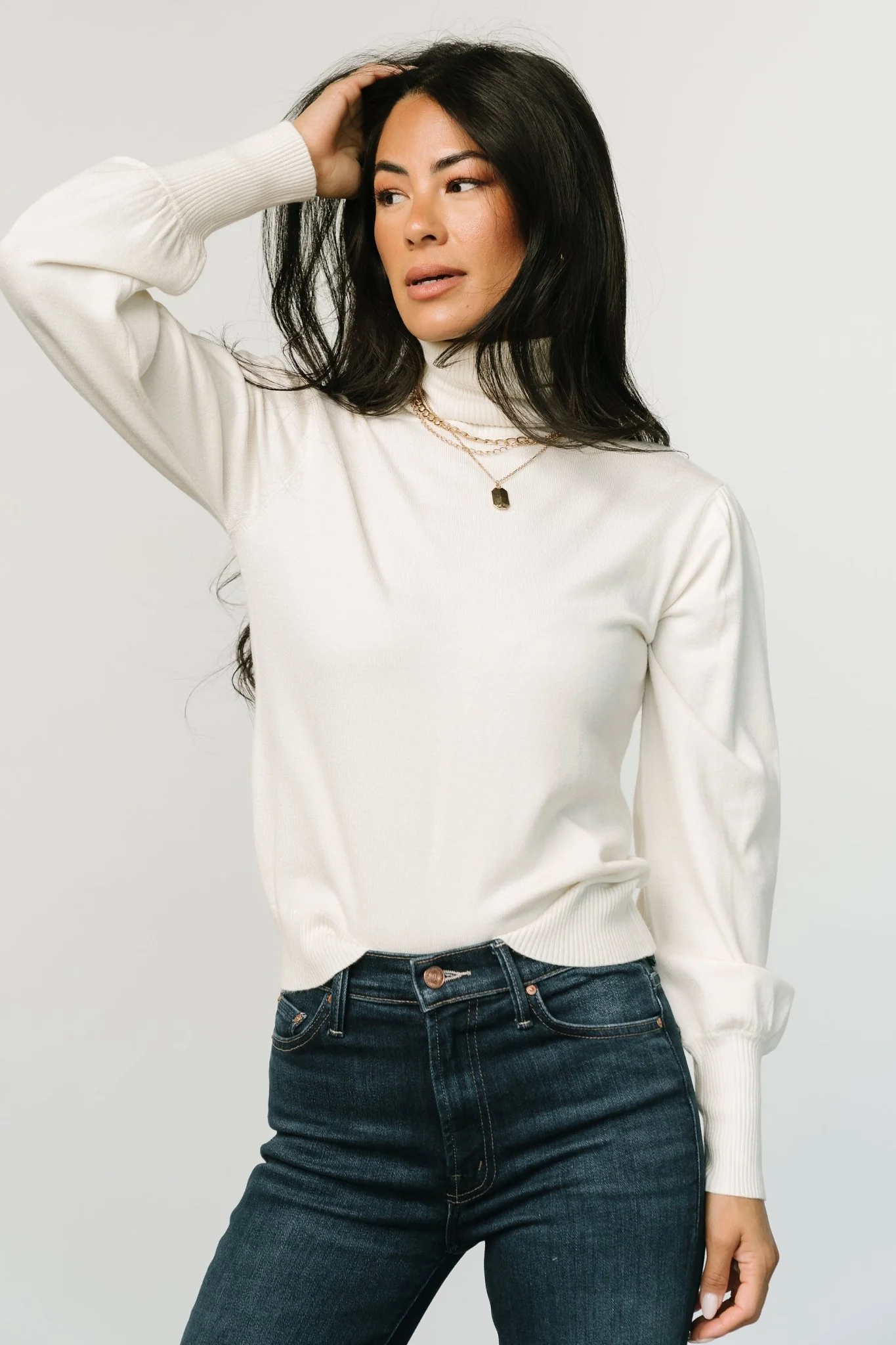 Danica Turtleneck Knit Top | Ivory
