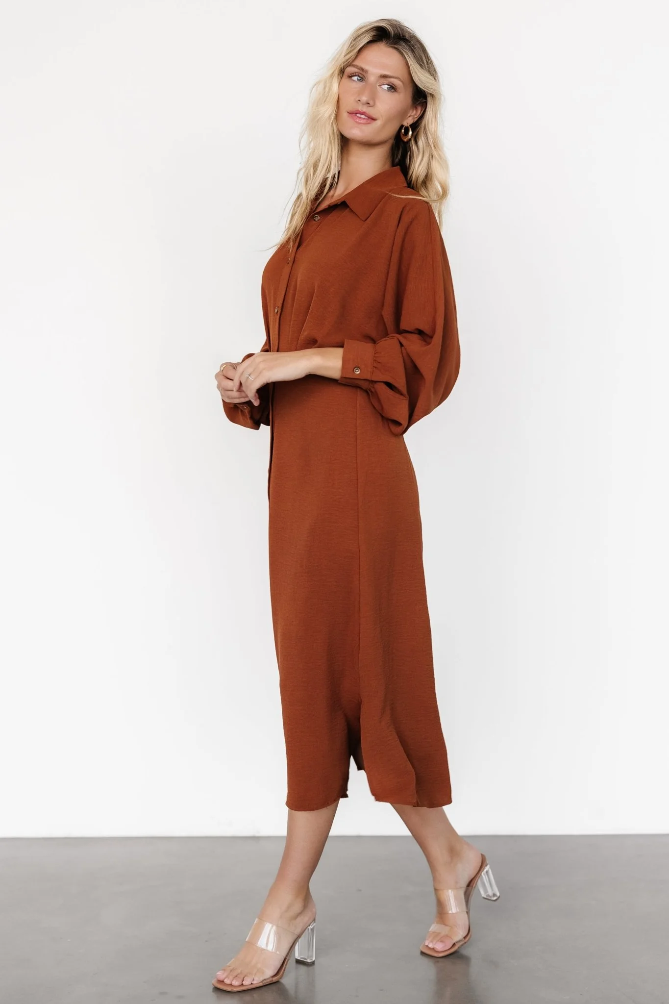 Marla Button Dress | Copper