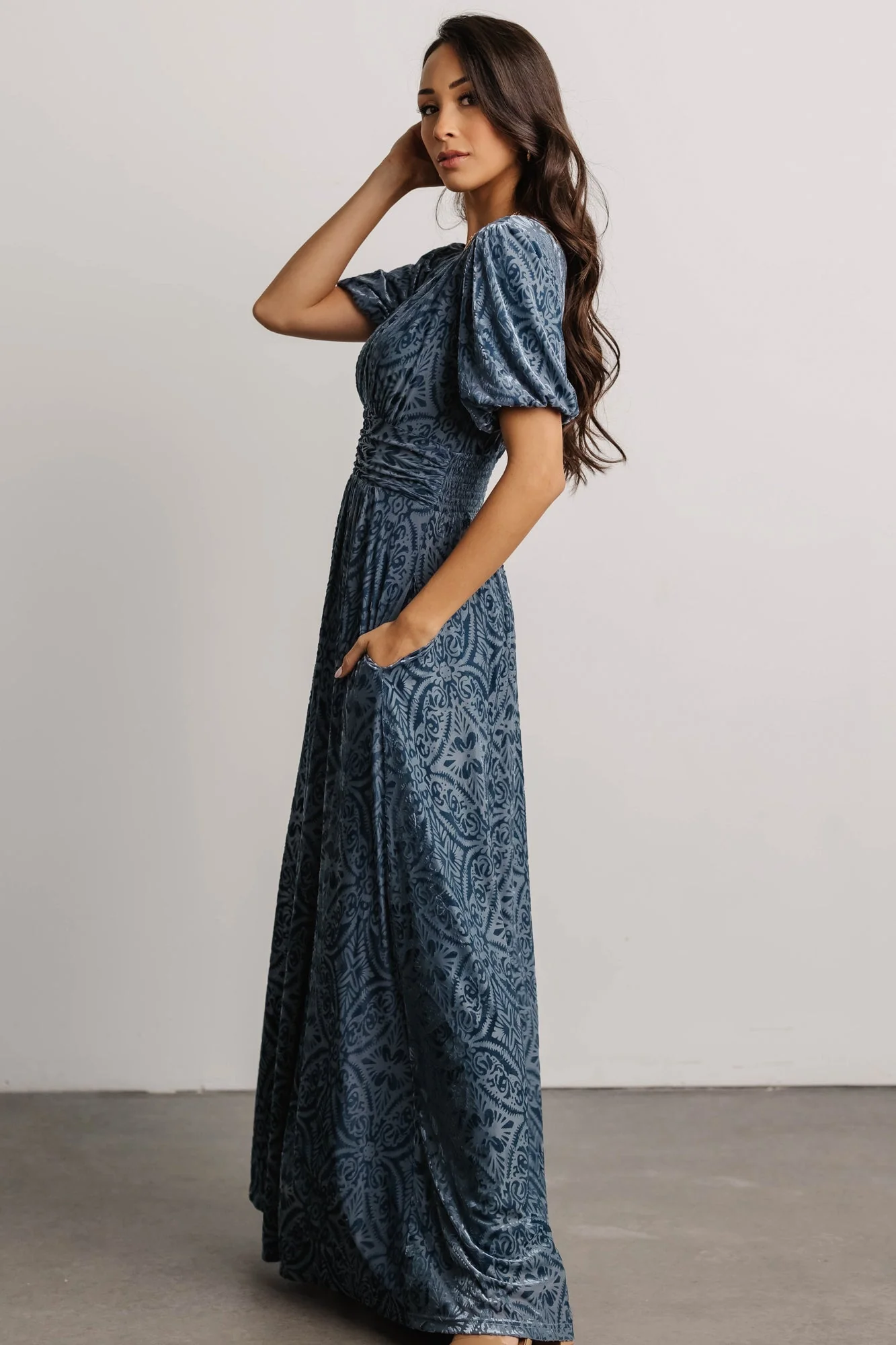 Leslie Velvet Maxi Dress | Blue