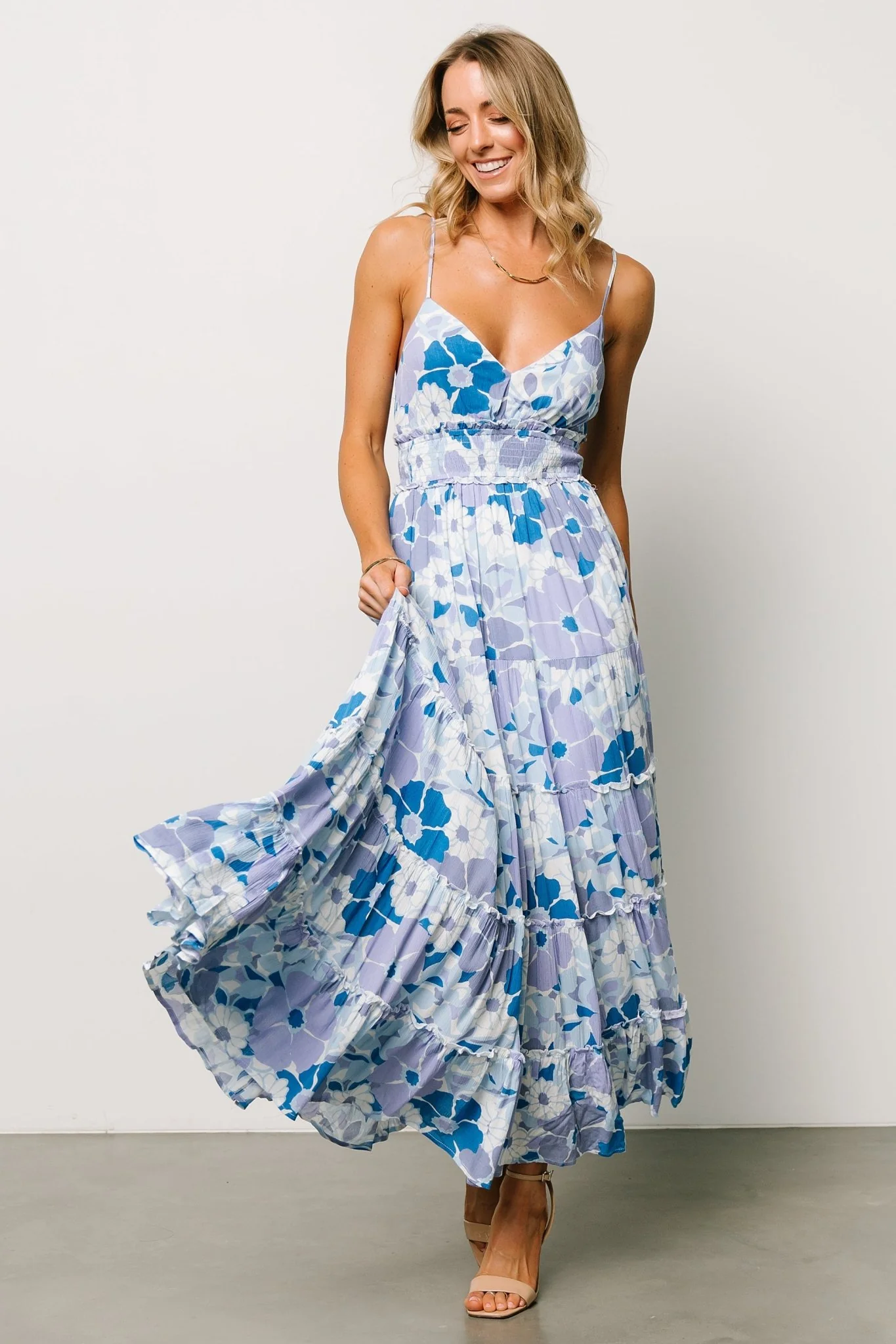 Malia Cross Back Maxi Dress | Blue + Purple Multi