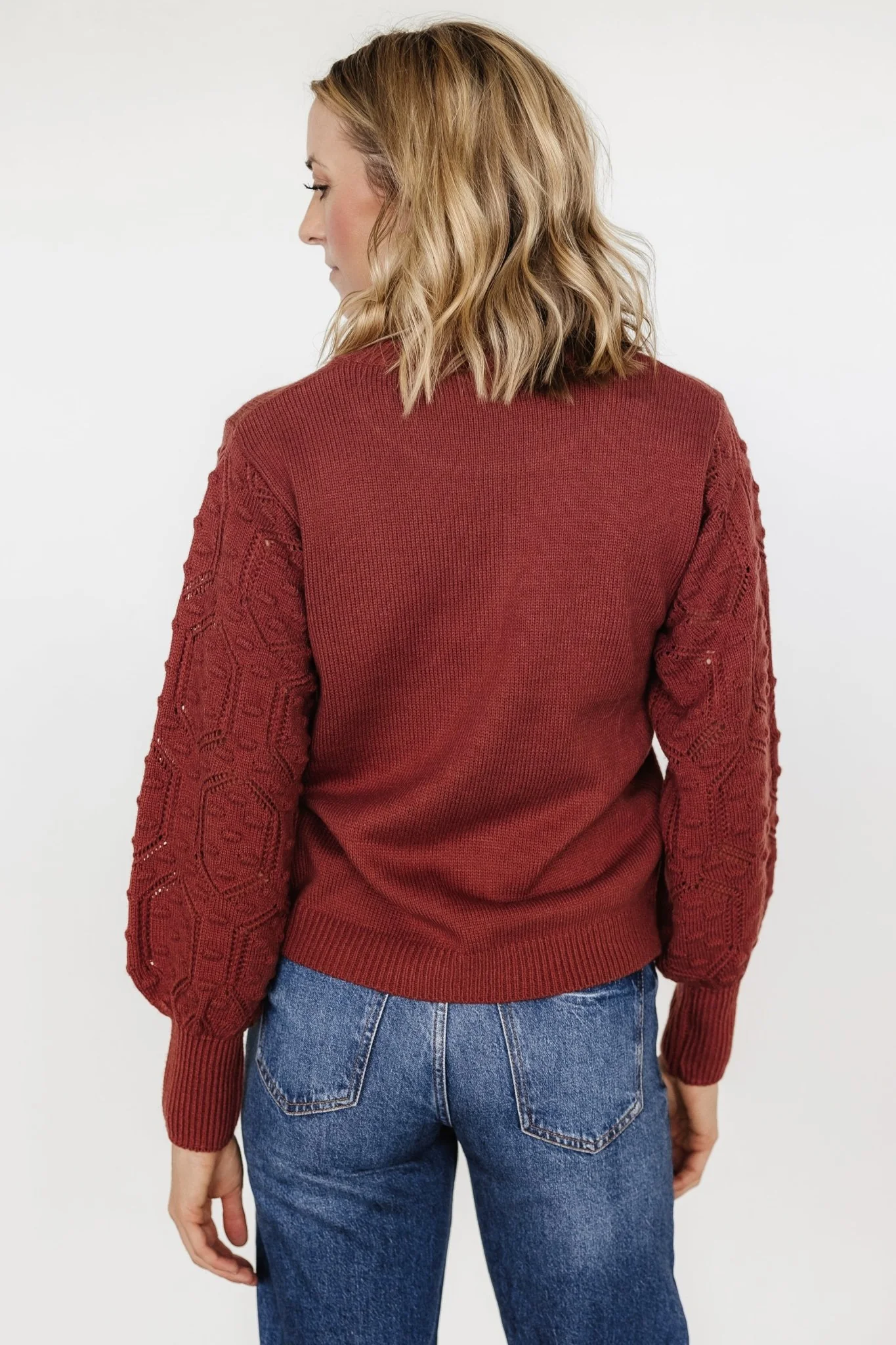 Devri Pointelle Sweater | Rust