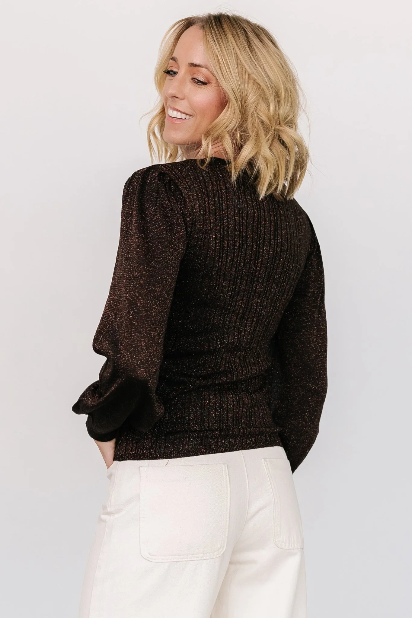 Padma Shimmer Sweater Top | Chocolate