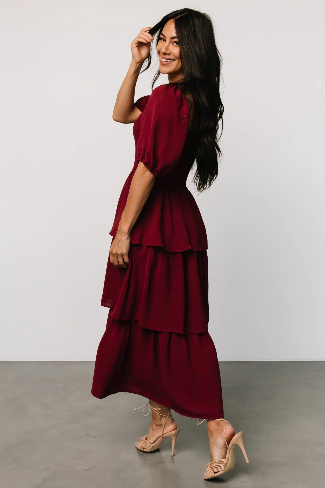 Ashbourne Tiered Dress | Burgundy