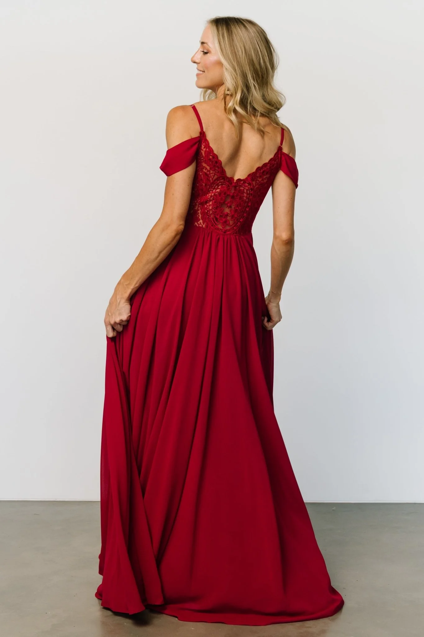 Bianca Lace Maxi Dress | Crimson