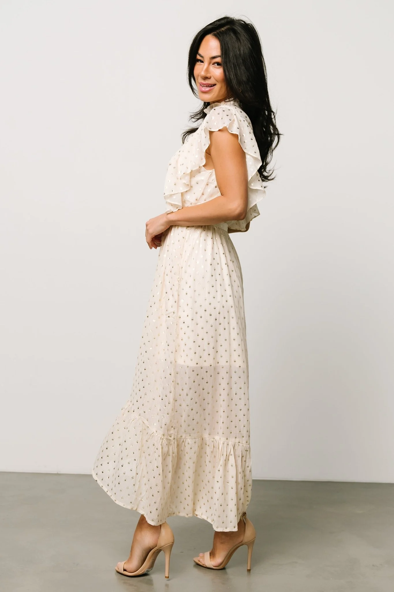 Jerika Midi Dress | Natural + Gold