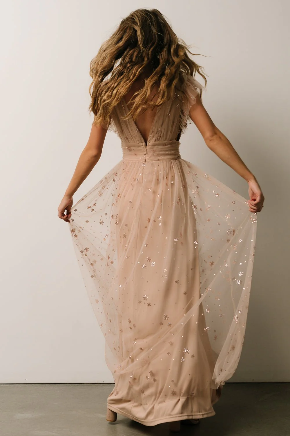 Nova Shimmer Maxi Dress | Natural + Blush