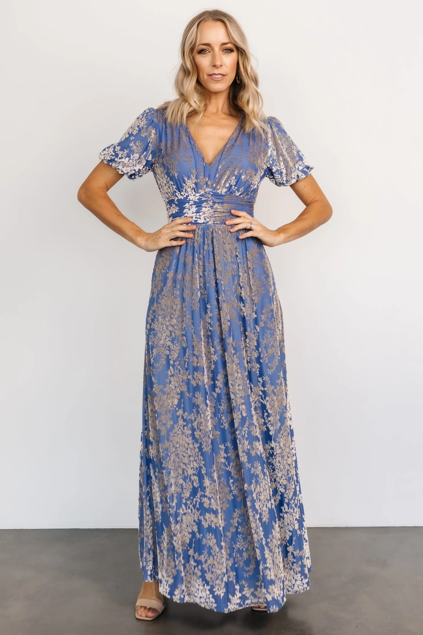 Leslie Velvet Maxi Dress | Blue + Silver