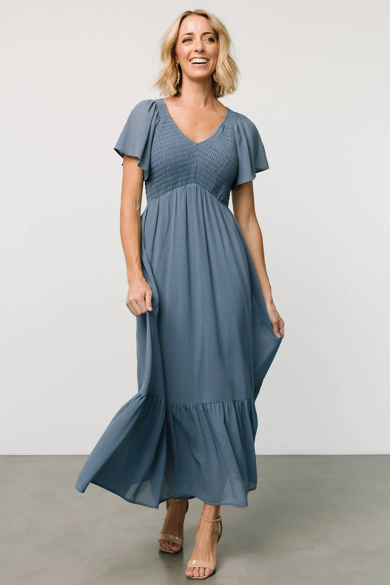 Monica Smocked Dress | Whisper Blue