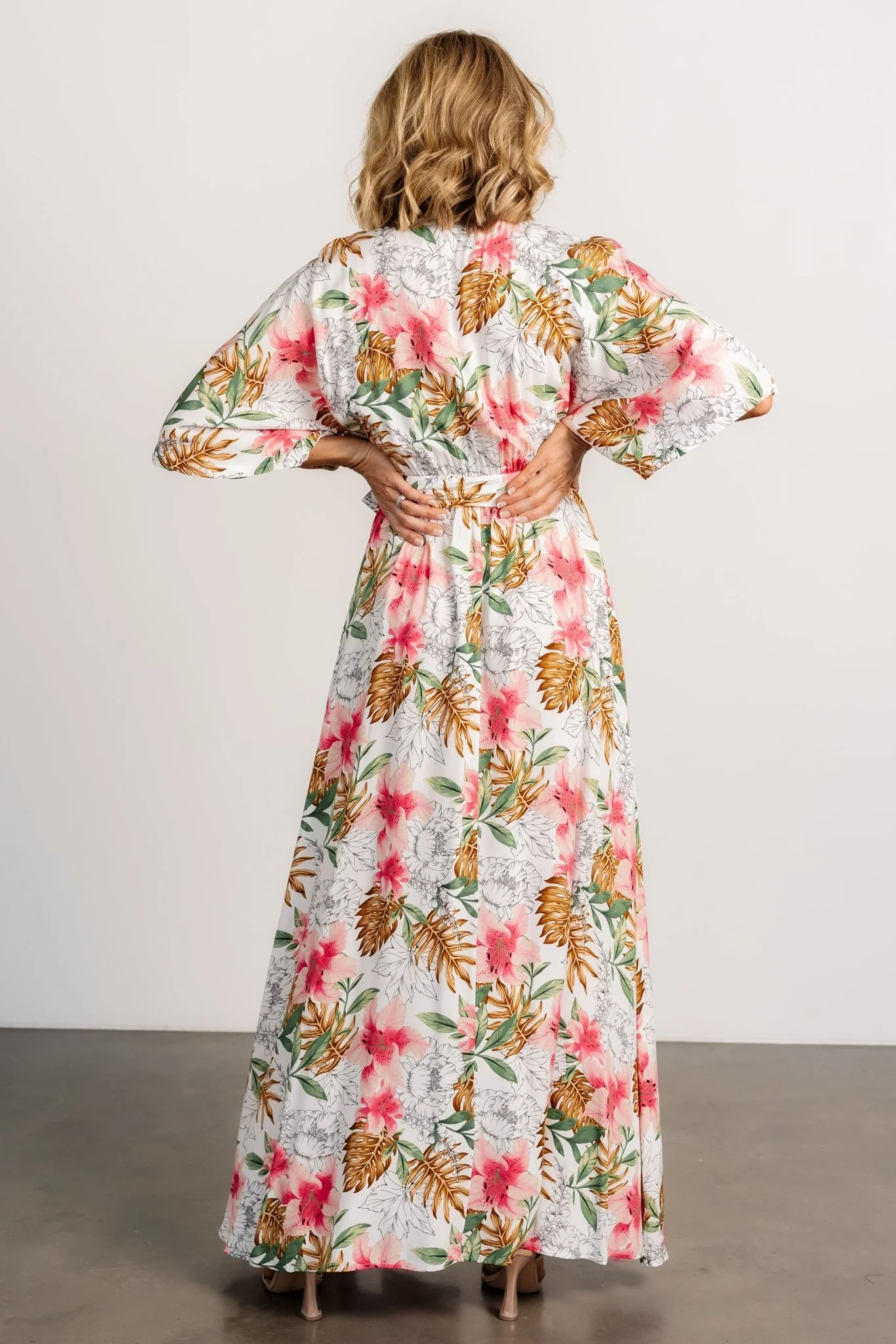 Harmonia Kimono Maxi Dress | White Multi Print