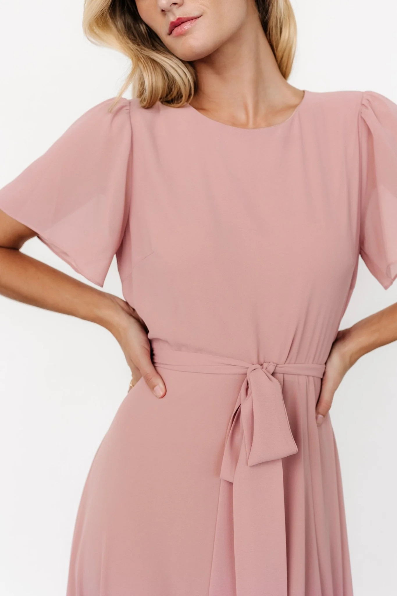 Naomi Short Sleeve Maxi Dress | Blush Pink