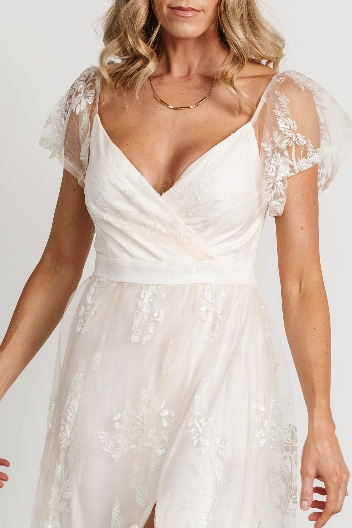 Corinne Shimmer Maxi Gown | Off White