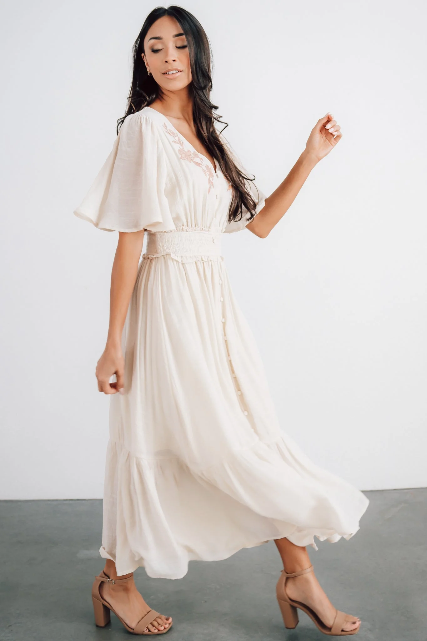 Luz Embroidered Maxi Dress | Natural