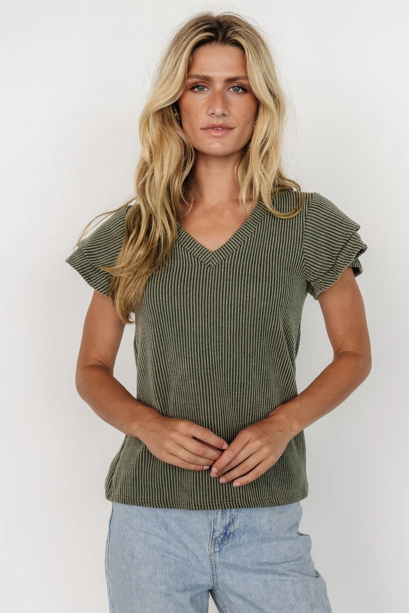 Lianna Ribbed Top | Olive