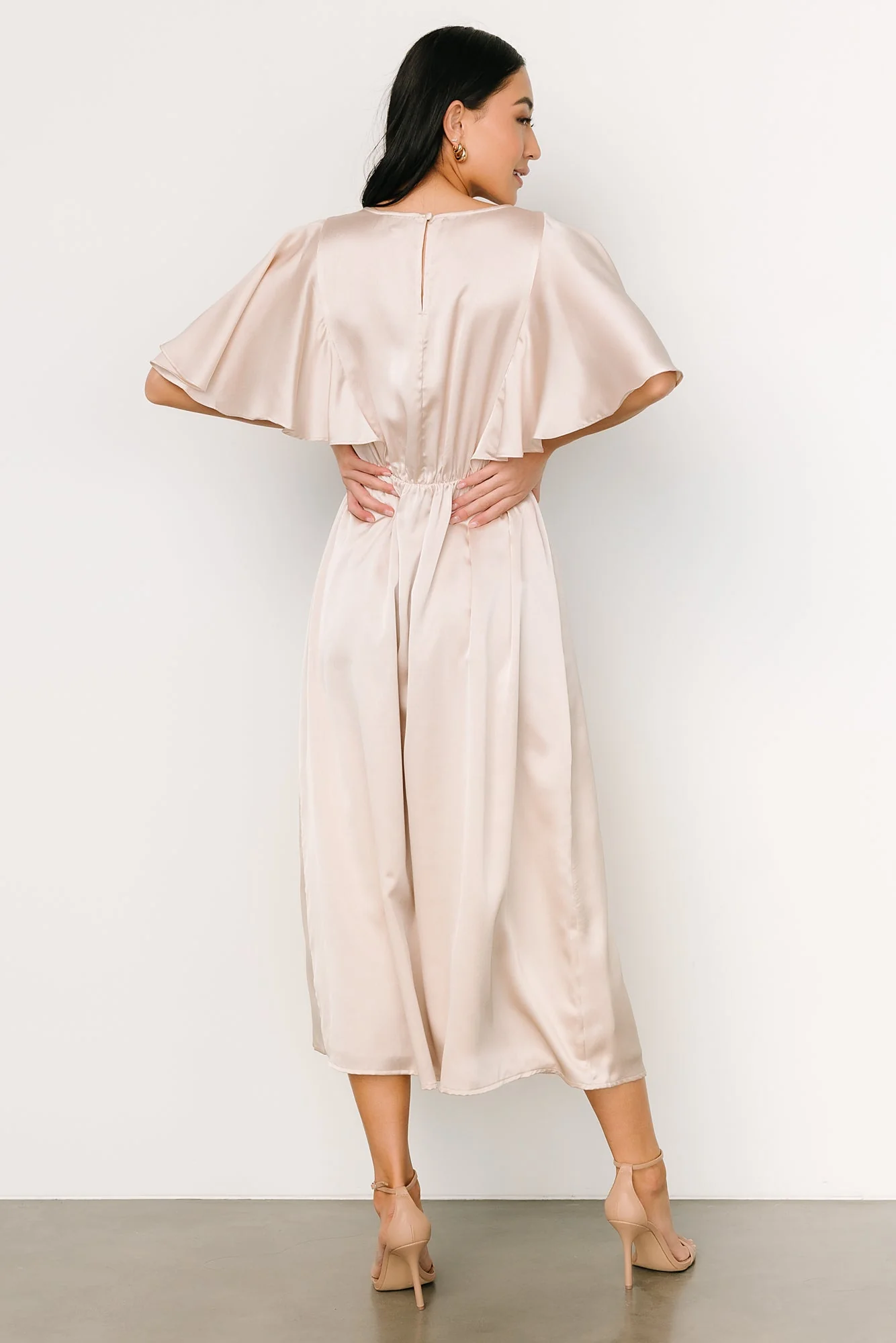 Cinta Satin Midi Dress | Champagne