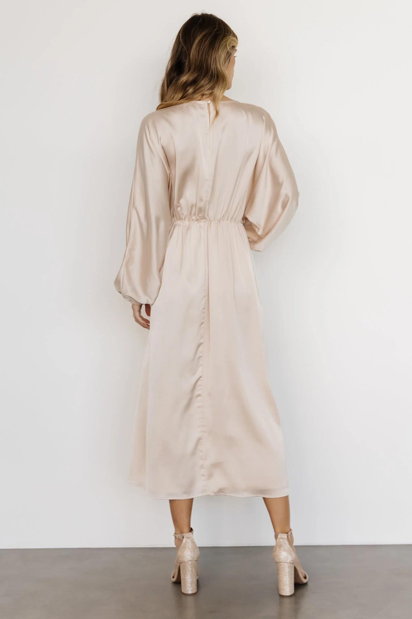 Balta Satin Midi Dress | Champagne