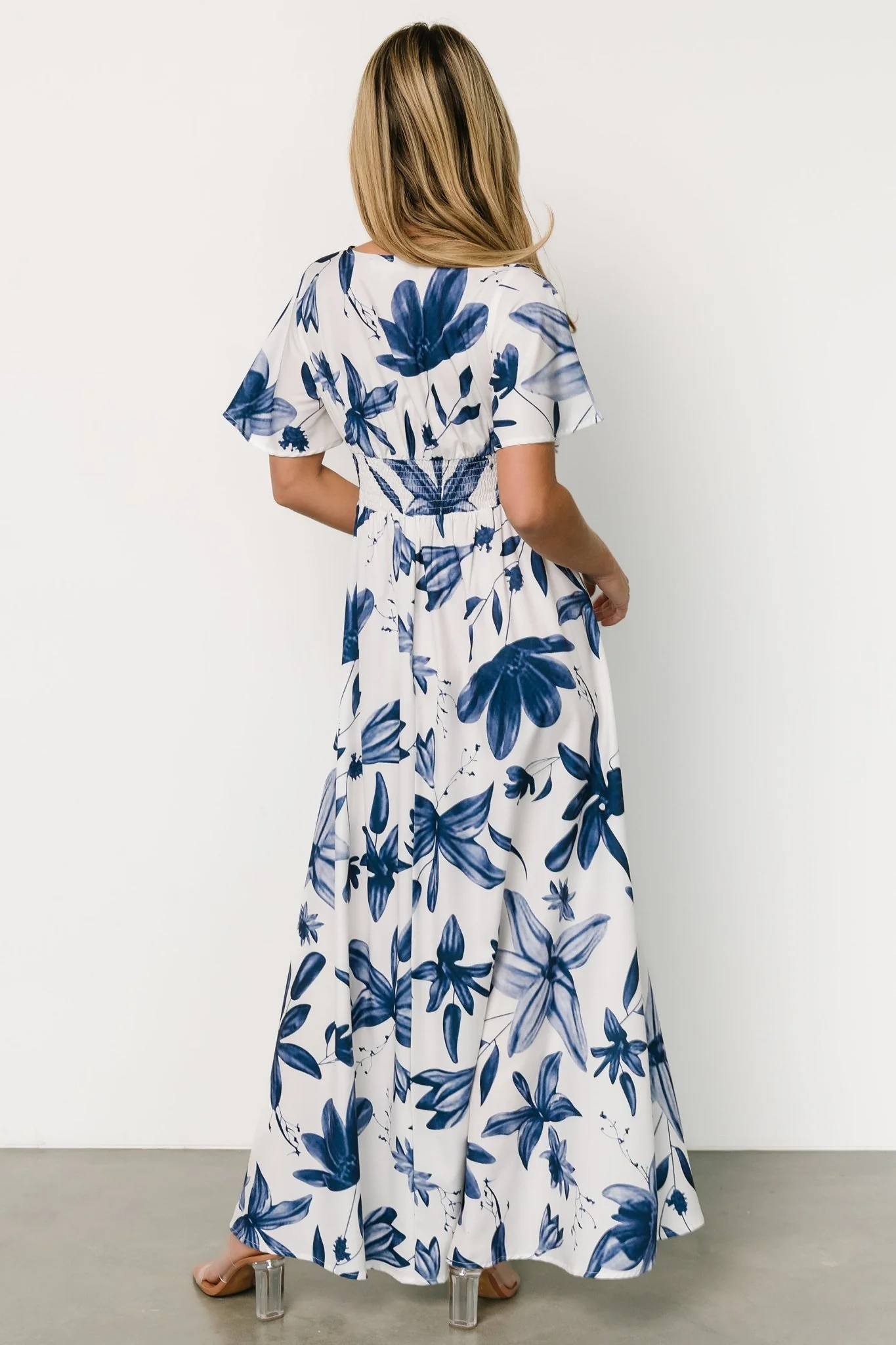 Dina Maxi Dress | White + Blue Floral