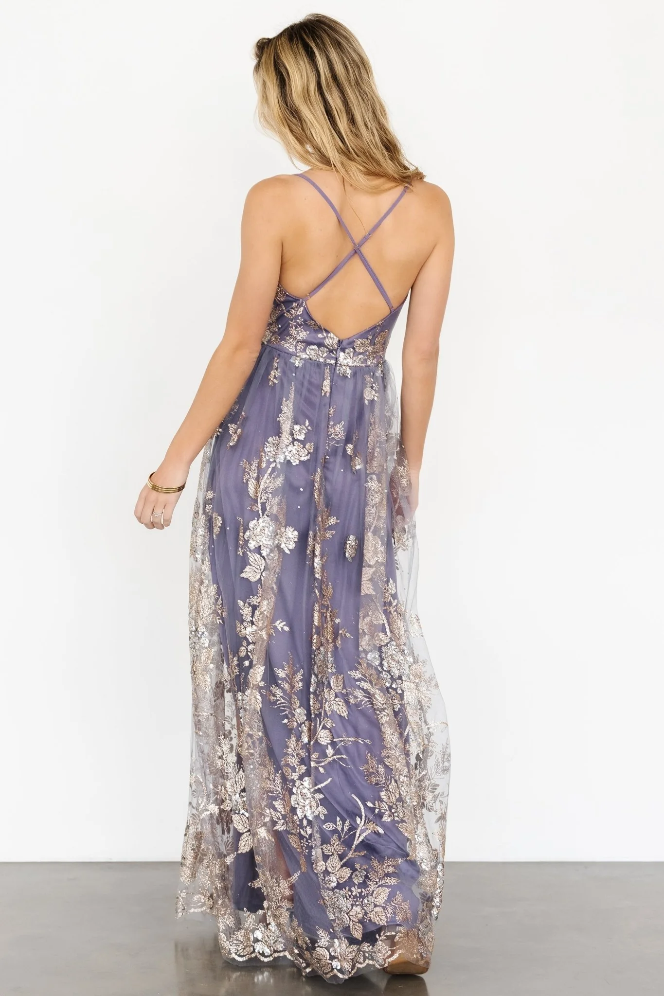 Lucienne Shimmer Maxi Gown | Blue + Gold