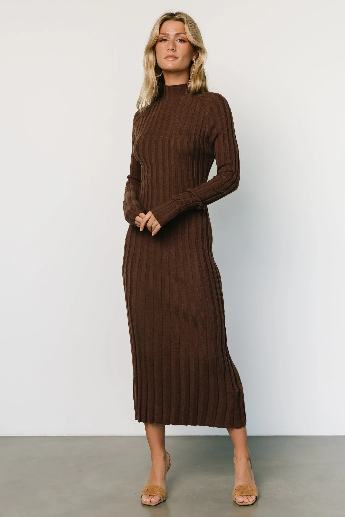 Oliver Ribbed Sweater Dress | Chocolate