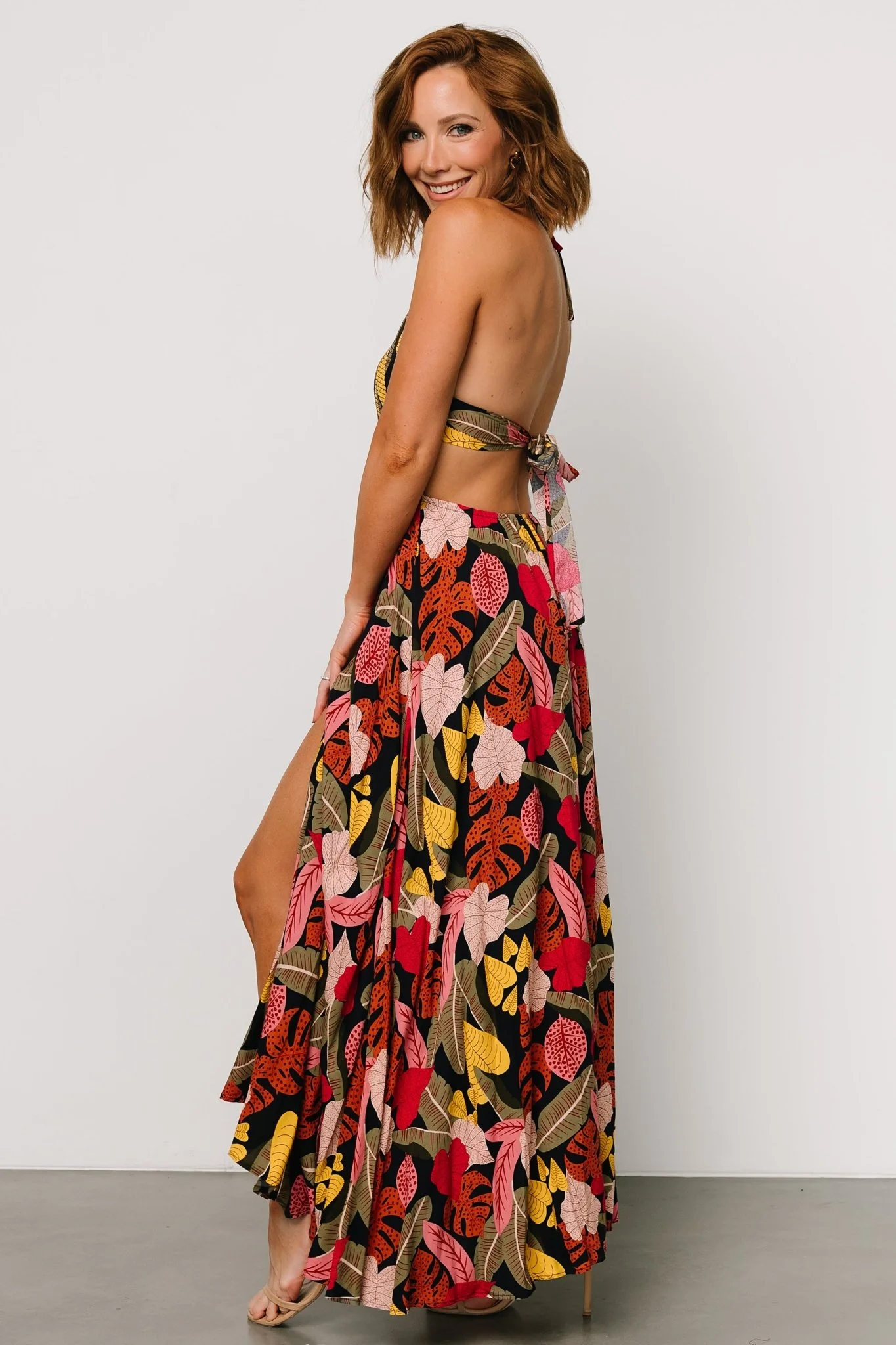 Kota Halter Maxi Dress | Navy Multi Print