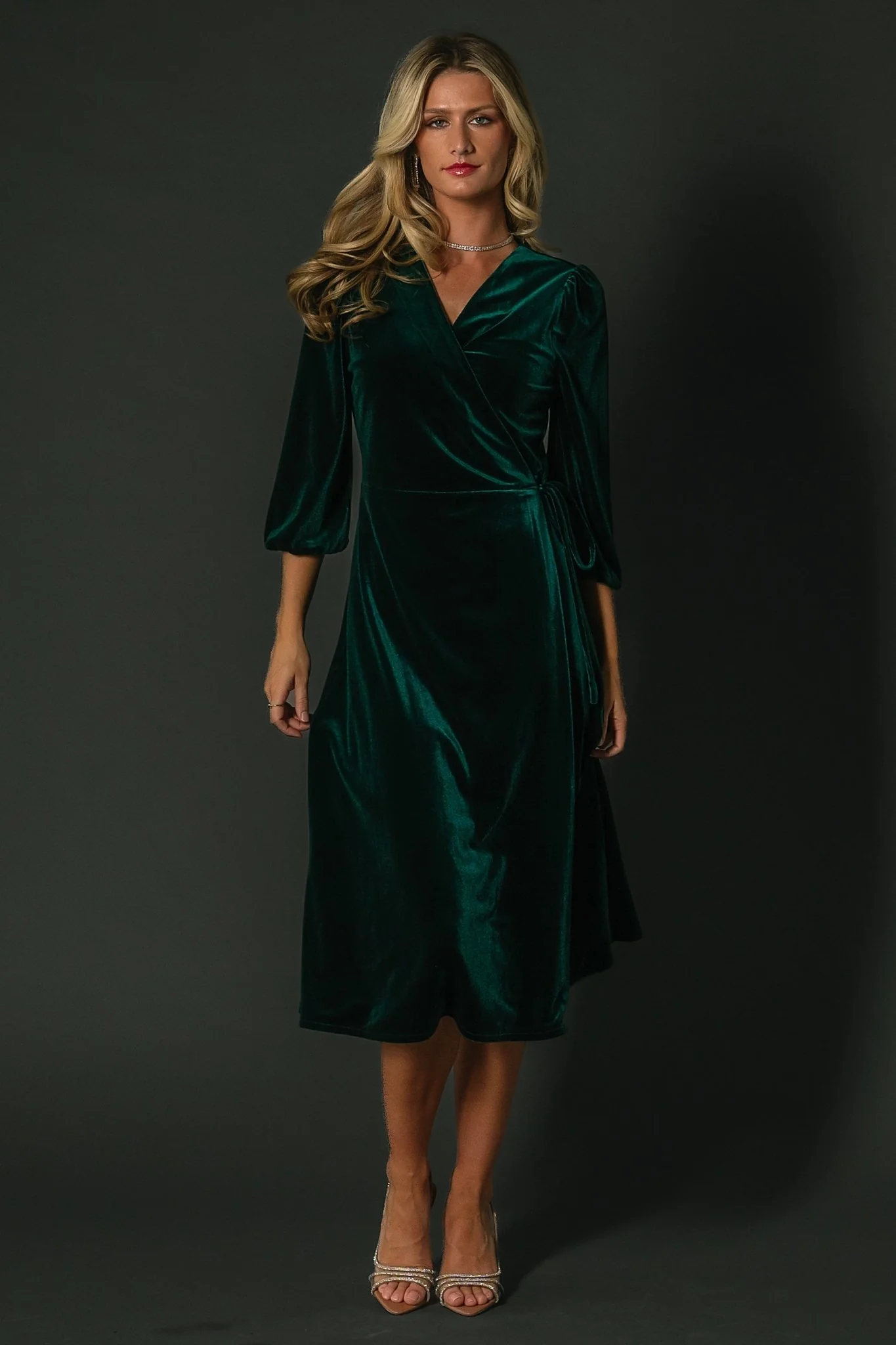 Beckinsale Velvet Wrap Dress | Dark Green