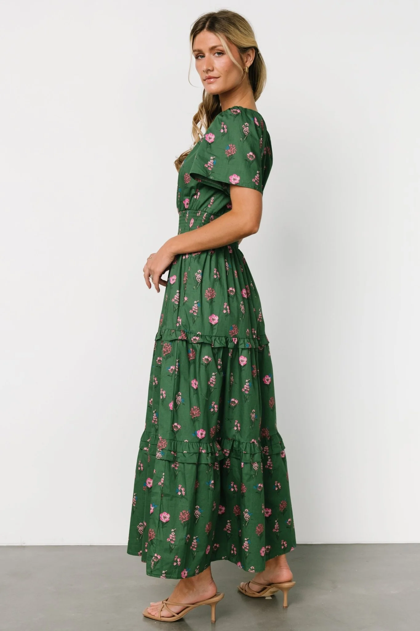 Kiana Poplin Maxi Dress | Green + Pink