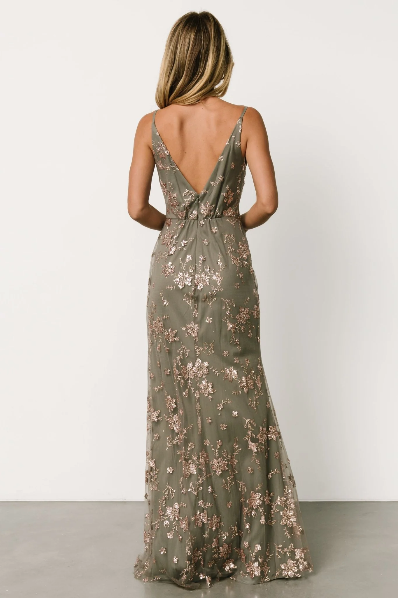 Marcia Sparkle Gown | Eucalyptus + Rose Gold