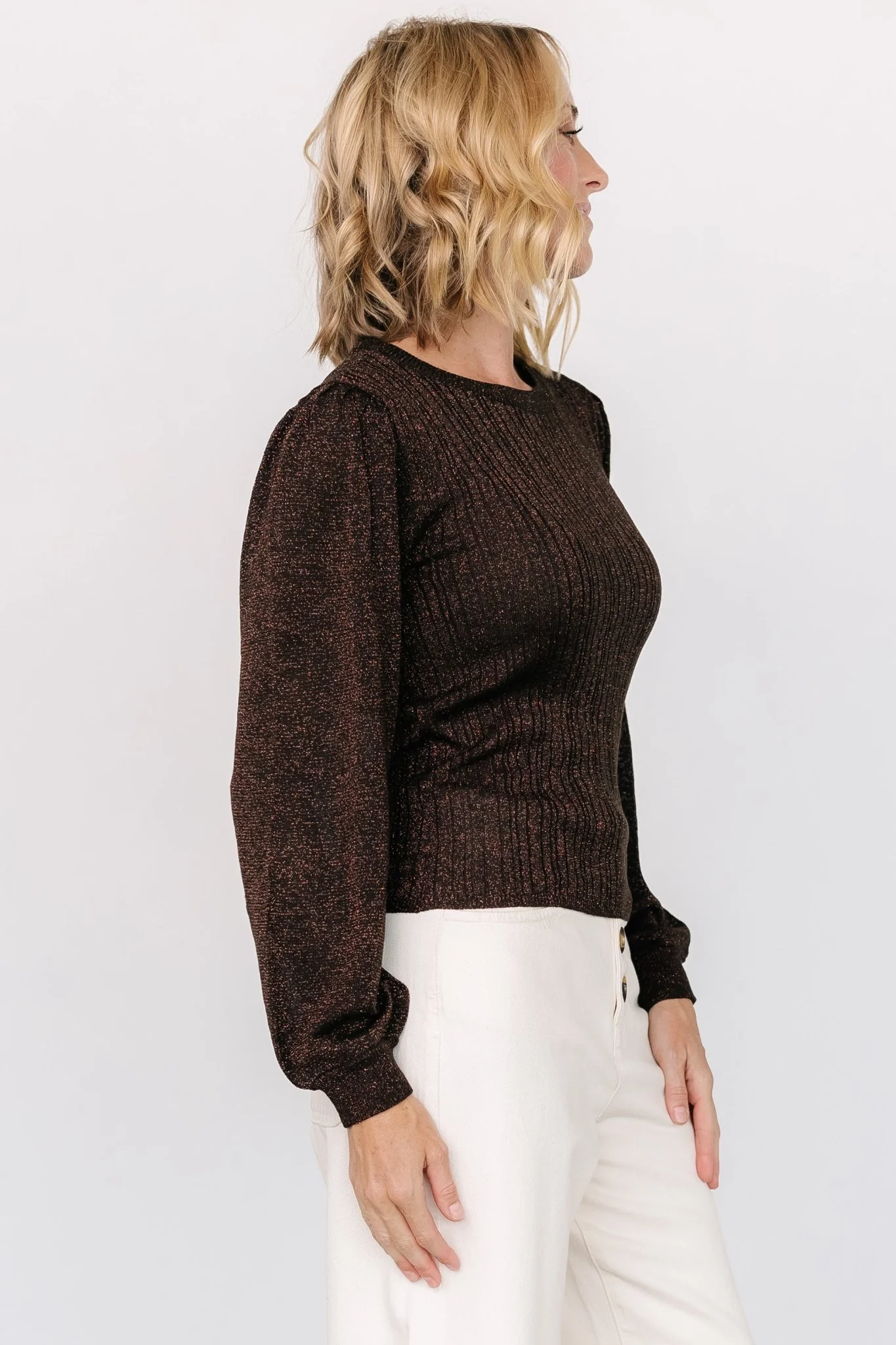 Padma Shimmer Sweater Top | Chocolate