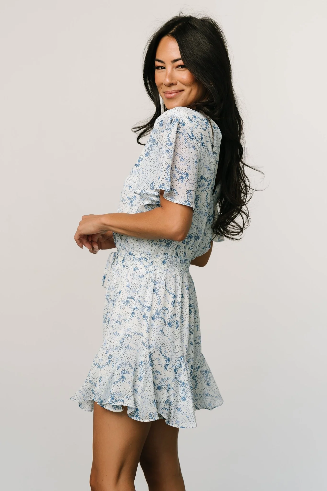 Candy Romper | Off White + Blue